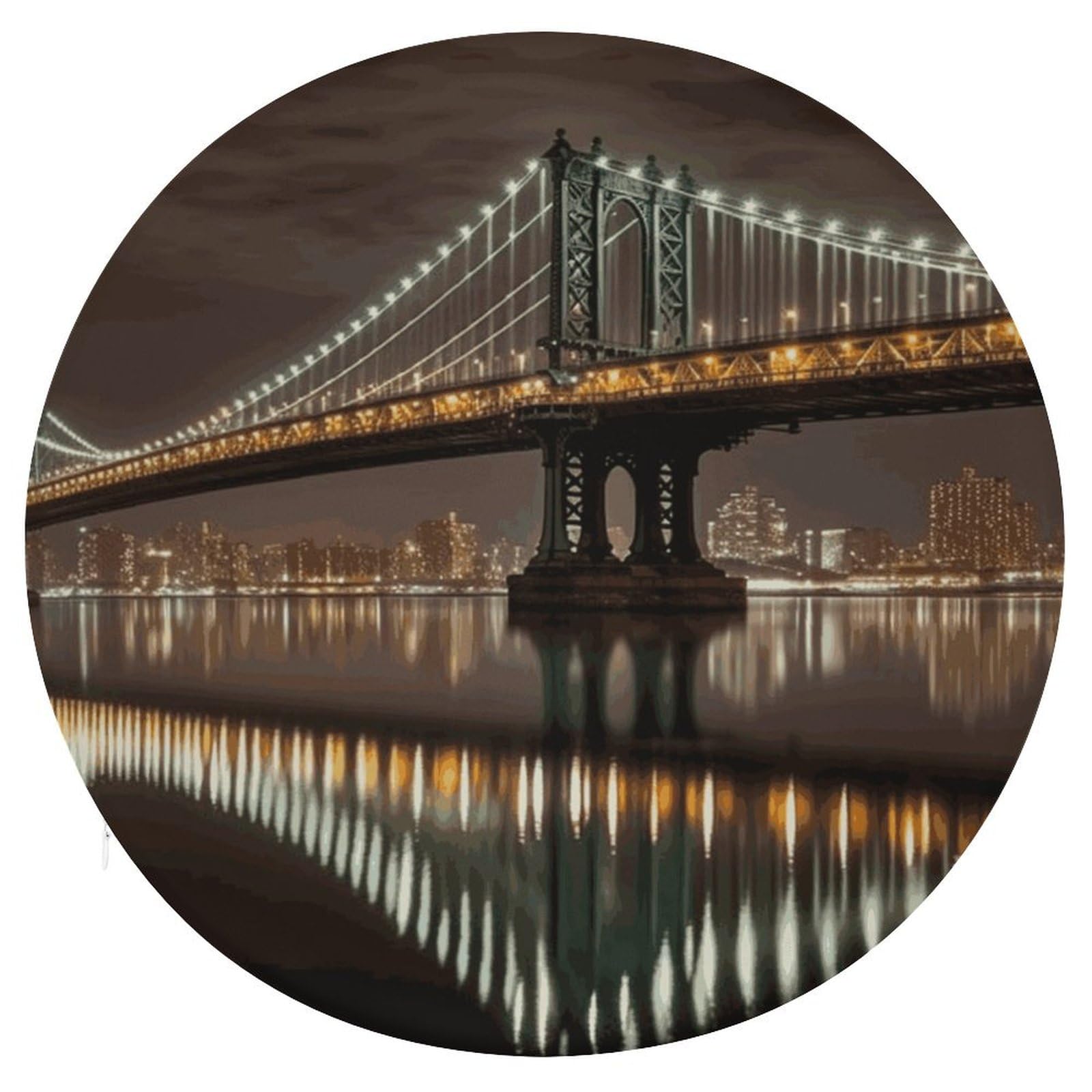 Coussin de sol de méditation rond en mousse mémoire de forme imprimé Manhattan 39cm