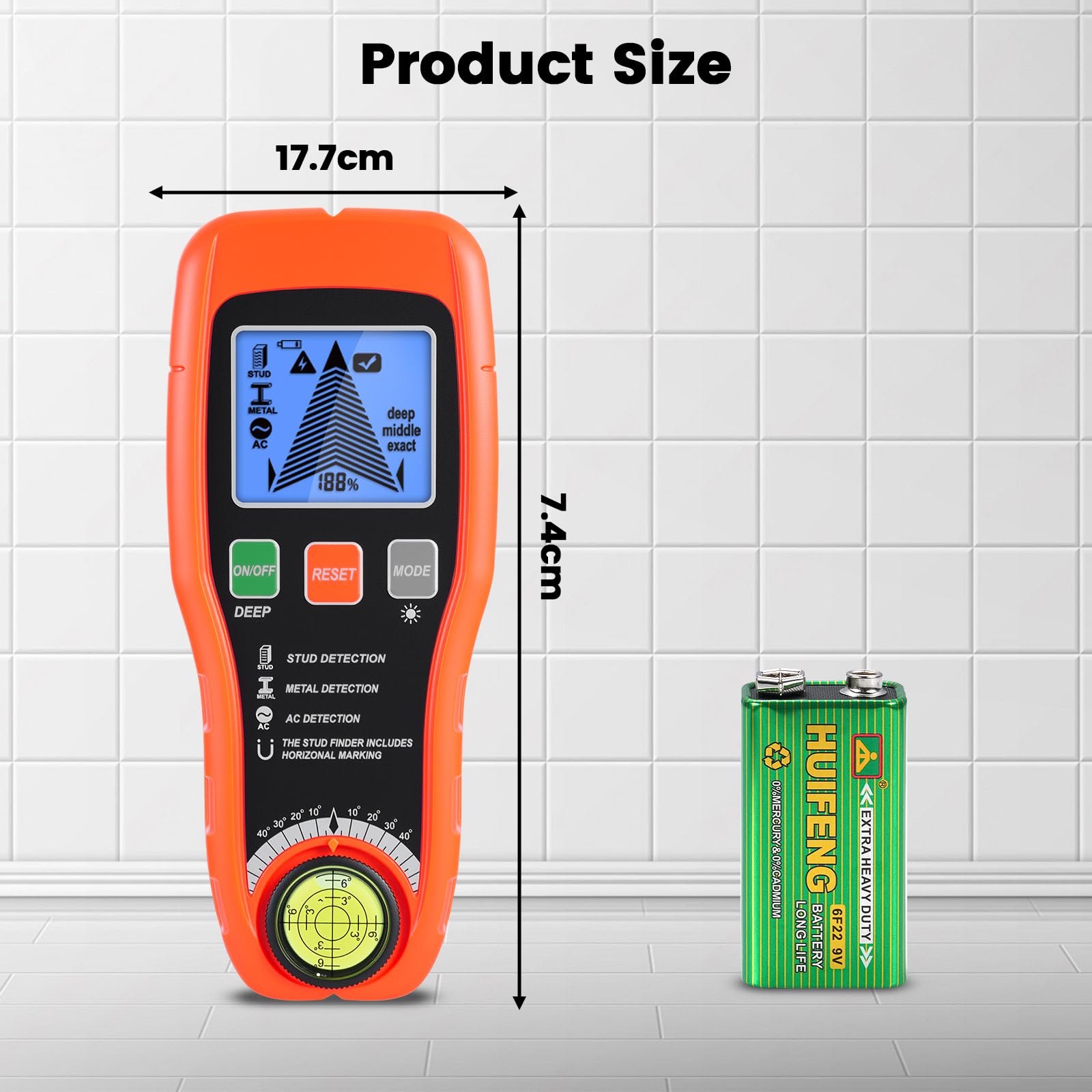 Leitungssuchgerät Ortungsgerät, Multifunktionaler Stud Finder mit LCD-Display und Audio-Alarm, Leitungssucher mit Automatische Kalibrierung, Kabel und Metallsucher für Holz, AC-Leitungen,Rohre