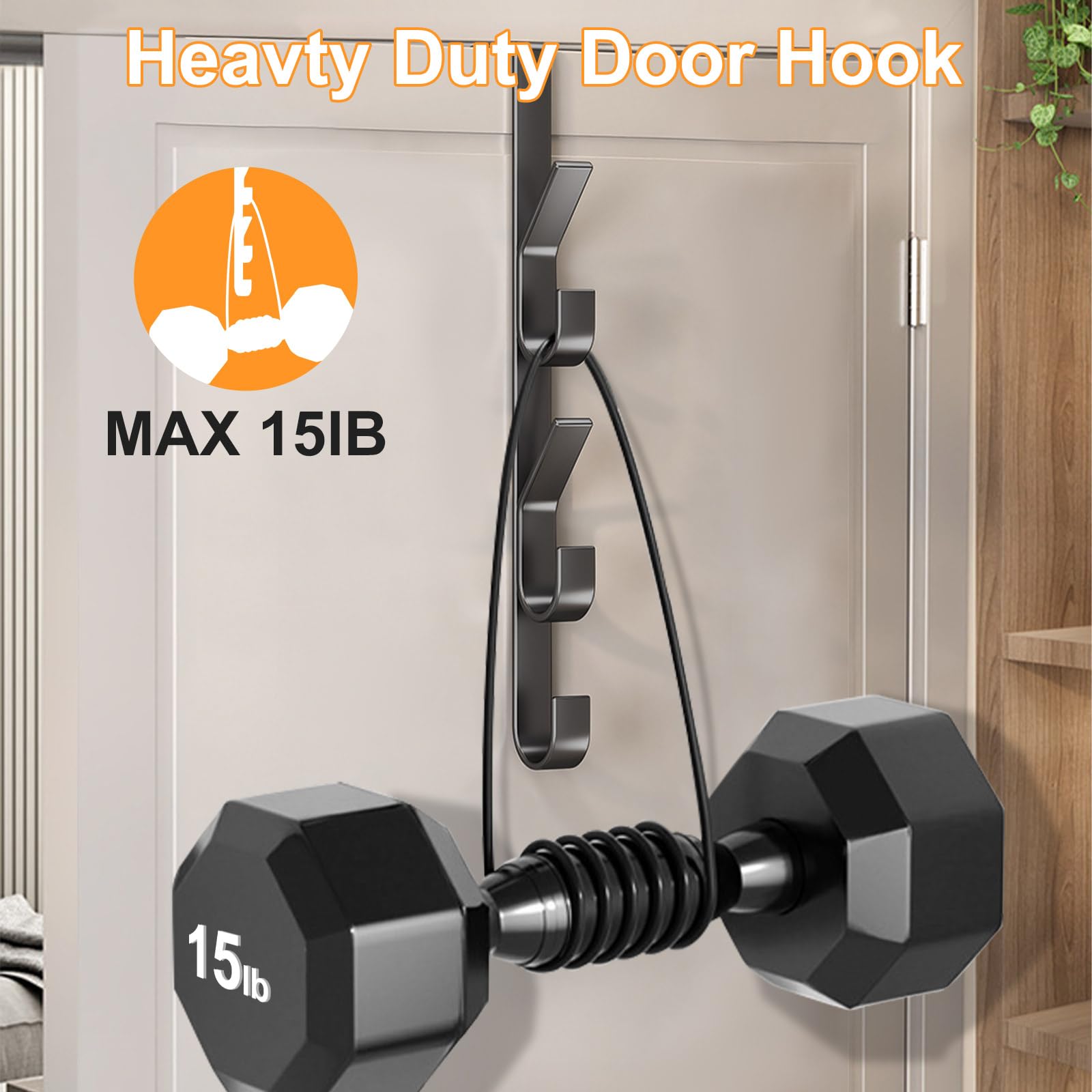 MOFELON Over Door Hanger, 4 Packs Over Door Hooks, Heavy Duty Metal Overdoor Coats Hanger Hook for Bedroom Clothes, Towel - Image 3