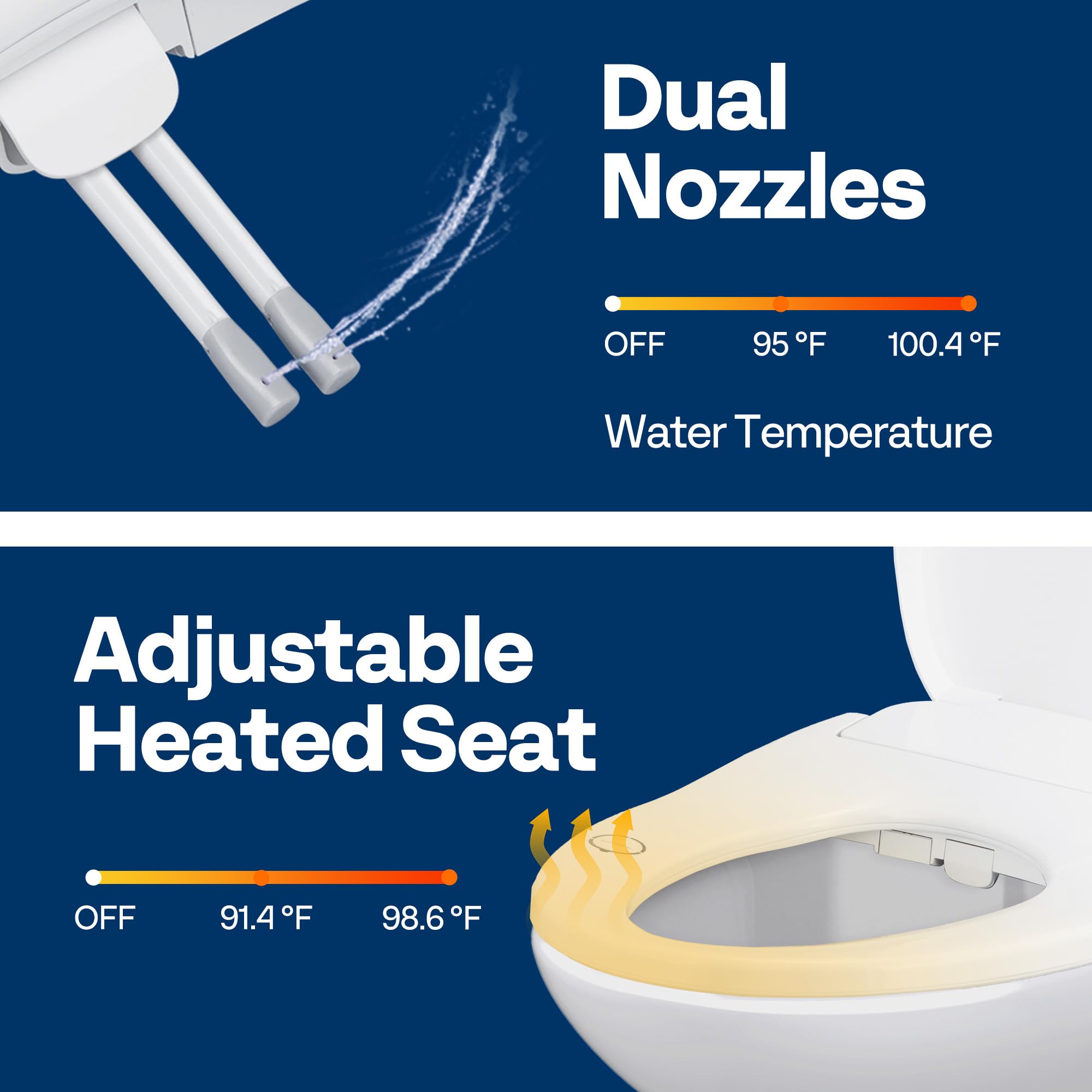 VIVOHOME Smart Heated Bidet Toilet Seat with Remote Control Self-Cleaning Dual Nozzles for Rear and Front Cleansing Adjustable — view 4
