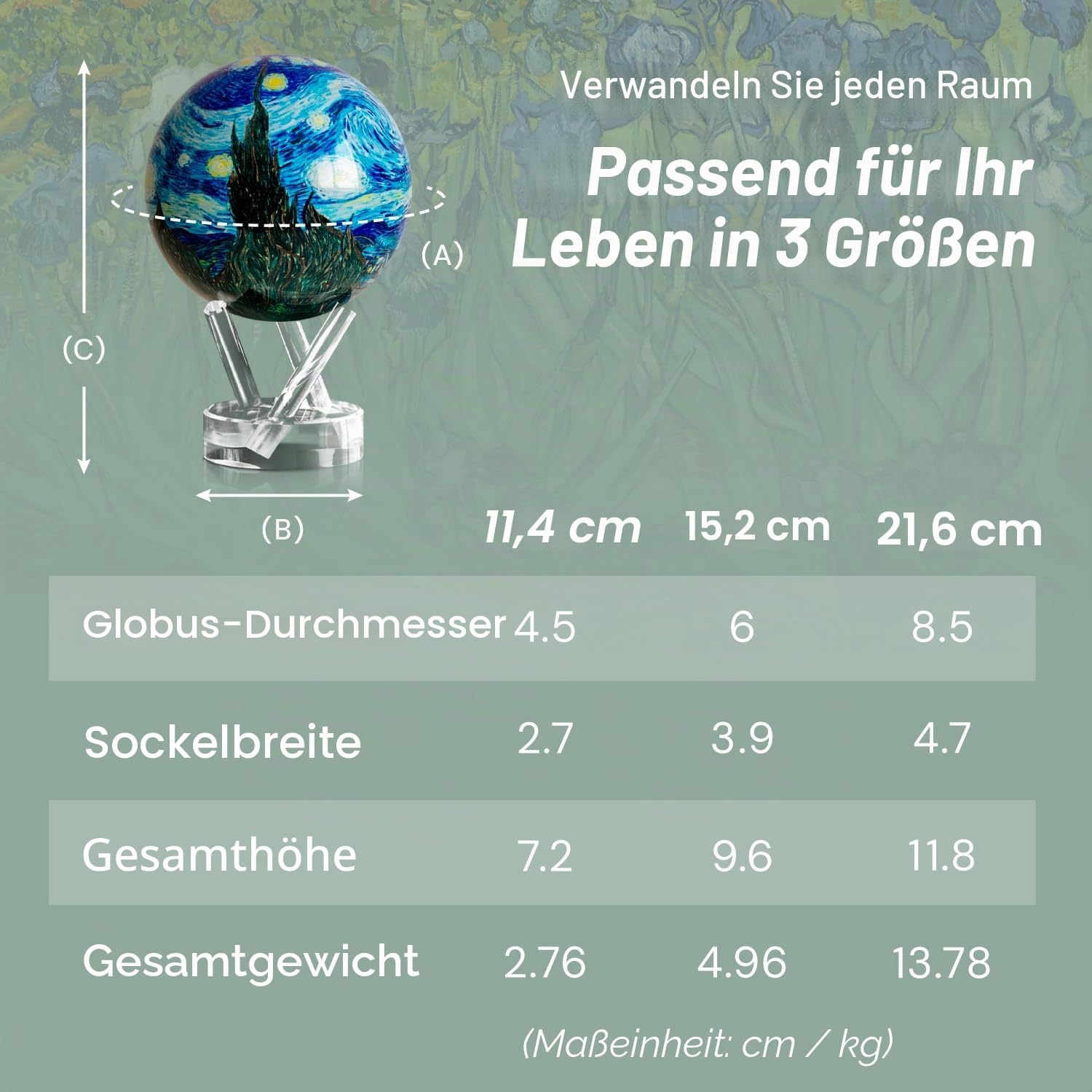 MOVA Selbstrotierender Globus, Van Gogh Sternennacht Klassik (4.5")