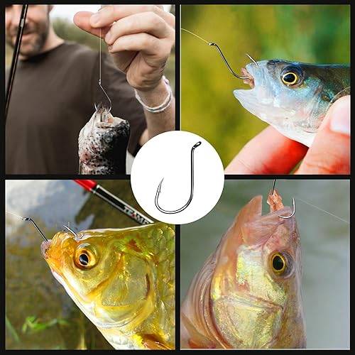Miniatura 6 de FishTrip Ganchos de pulpo para pesca de agua salada, 100 unidades, 50 anzuelos de pico compensadoojo cerradobardonegro para aparejos de pesca Bass