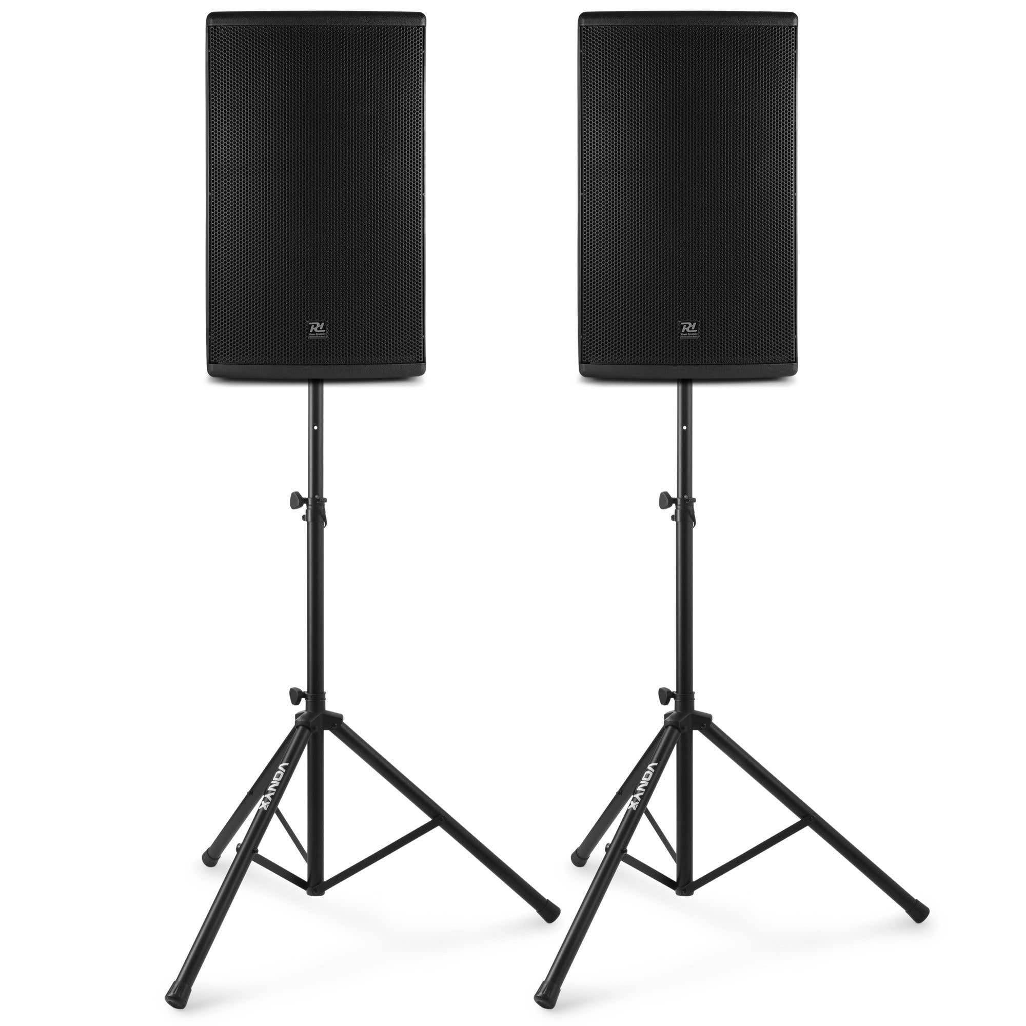 Power Dynamics PD415A Kit Sono DJ avec Pieds - 2800W, Amplificateur et Enceintes Haut de Gamme, Idéal pour Les Professionnels de l'Animation