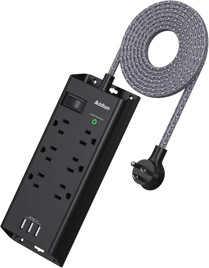 Power Strip Surge Protector, Addtam 6 Outlets and 3 USB Ports 5Ft Long Extension