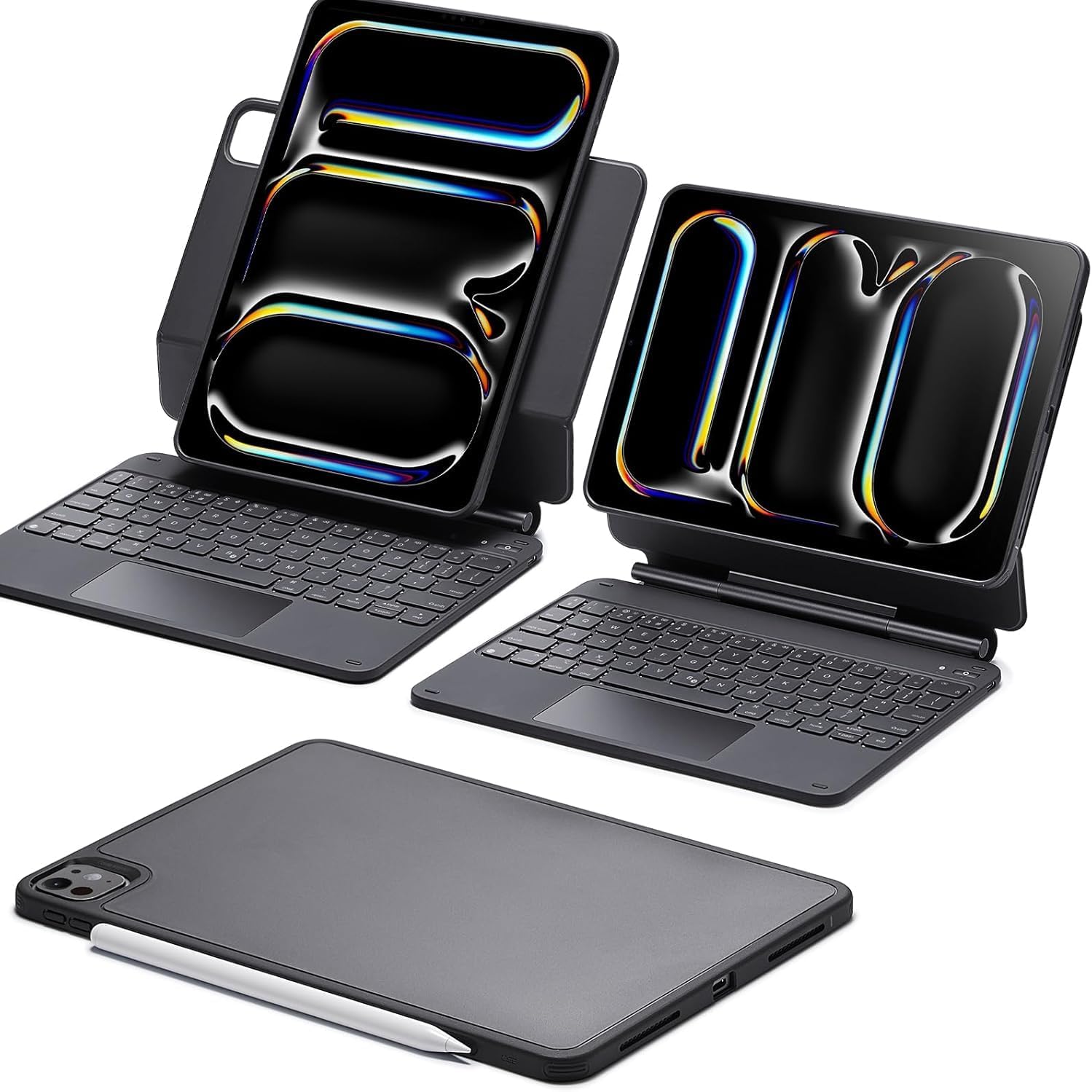 iPad Pro 11 Inch (M5/M4, 2025/2024) Case with Keyboard, Pro 11(5th Gen) Keyboard Case with Easy-Set Magnetic Stand, Portrait/Landscape Modes, Removable Protective Case, Rebound 360 Series, Black
