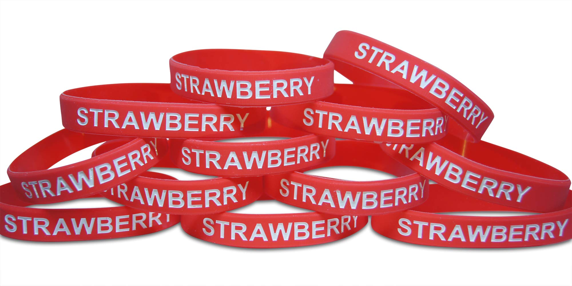 Novel Merk Strawberry Red Fruit 12-Piece Party Favor & Carnival Prize Rubber Band Wristband Bracelet Accessory