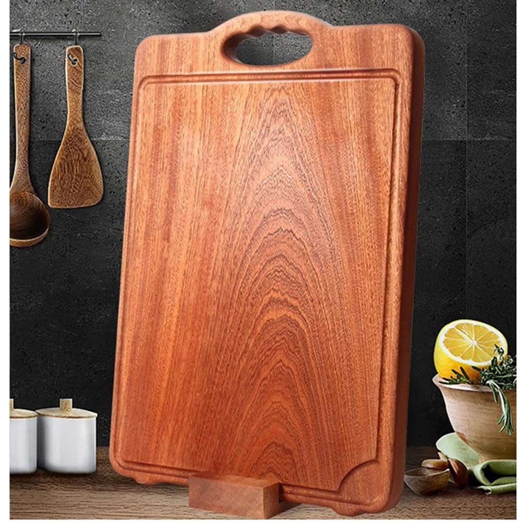 Duża, dwustronna drewniana deska do krojenia z uchwytami, rowkiem na sok i uchwytem, ​​deska wędlin, mięsa, sera, owoców, 40 cm, 45(40cm)