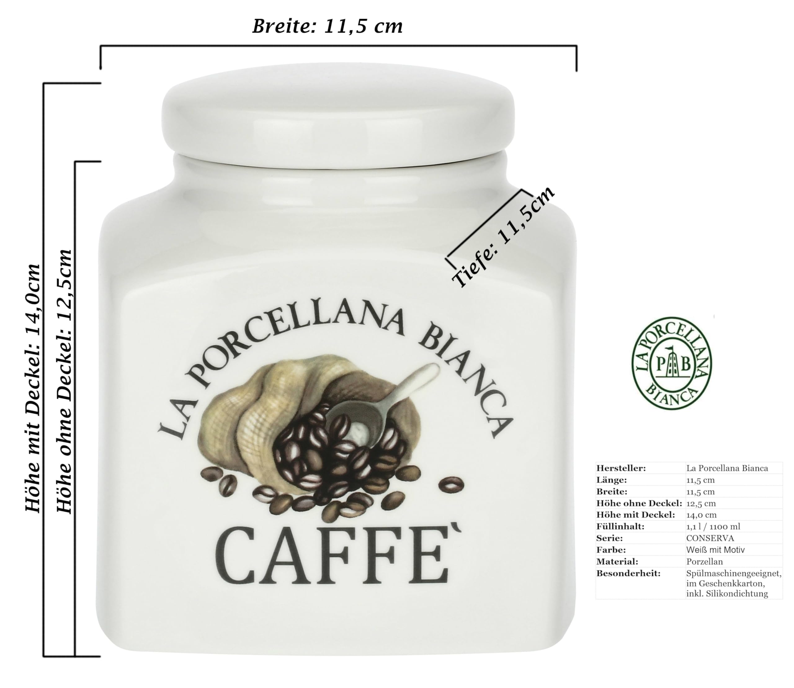 LA PORCELLANA BIANCA Teedose 0,5l Mit Deckel – Porzellan, Spülmaschinengeeignet, In Geschenkbox