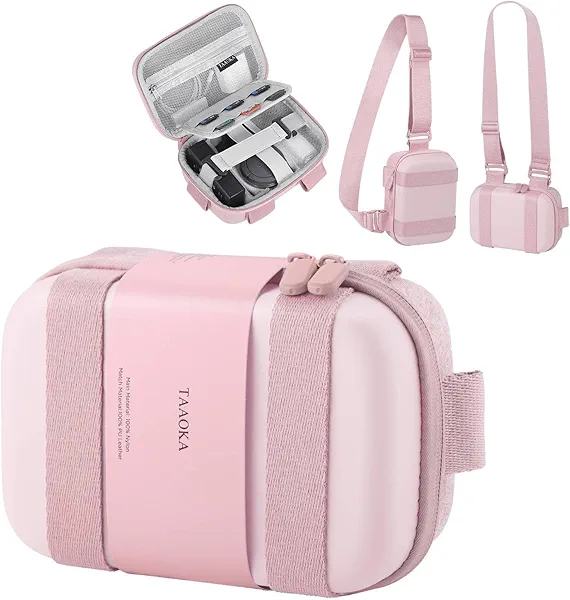 TAAOKA Digital Camera Case, Protective & Lightweight Camera Case with 3 Carrying Ways, Waterproof & Shockproof Small Camera Bag for Power Shot/Sony DSCW800/DSCW830 - Pink
