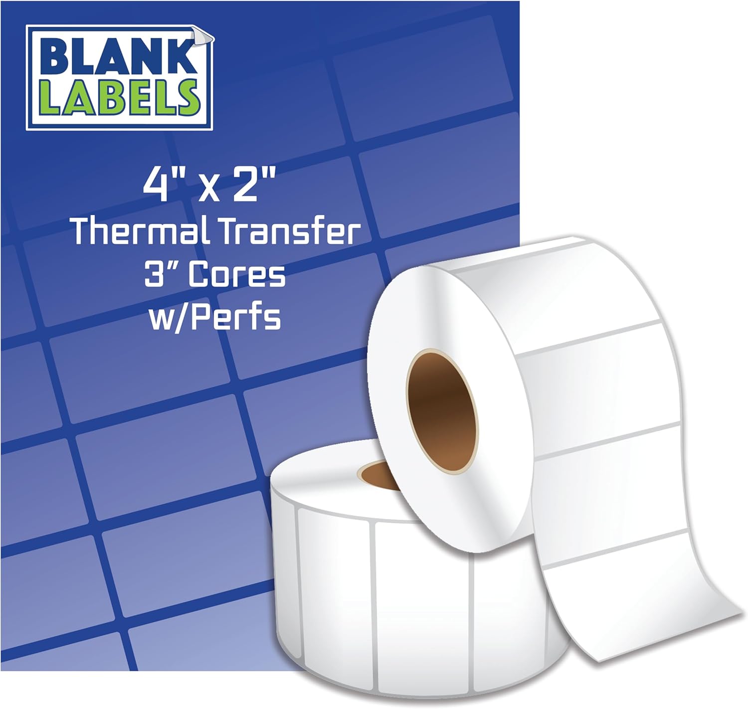 Blank Labels Shipping and Printer Labels 4" X 6.75" Thermal Transfer Label on 1" Cores with NO Perforations Between Labels | 250 Label Per Roll | Matte White 16 Rolls Total | 4,000 Label | Made in USA