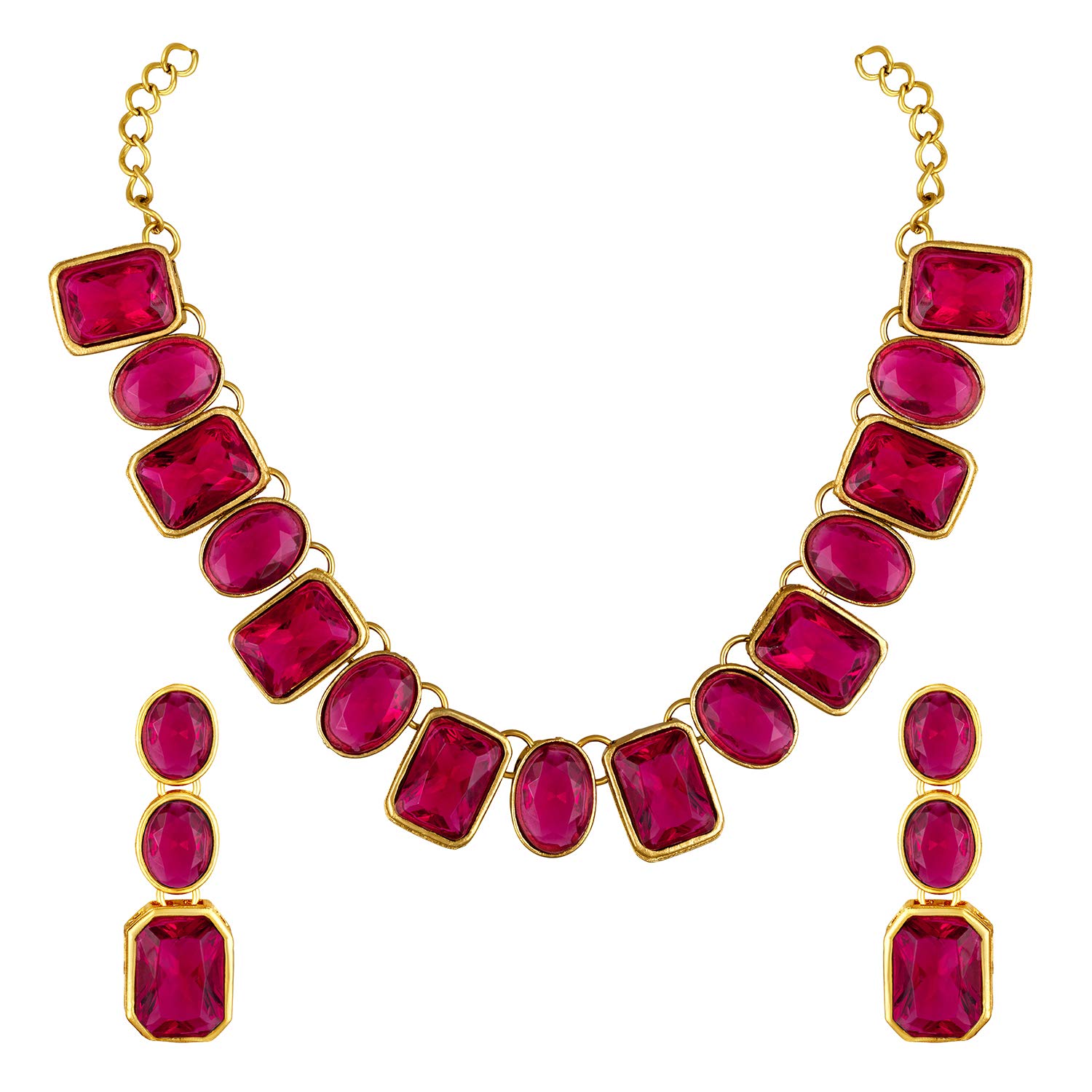 Peora Gold Plated Square Maroon Crystal Necklace with Drop Earrings Indian Traditional Ethnic Jewellery Set for Women Girls (B08KLP9JQT) Amazon Price History, Amazon Price Tracker