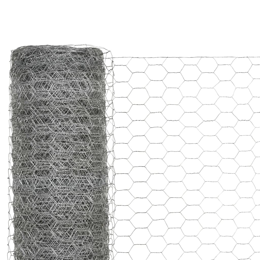 vidaXL Malla de Alambre Hexagonal Acero Galvanizado 25x1.2m Plateado Bricolaje