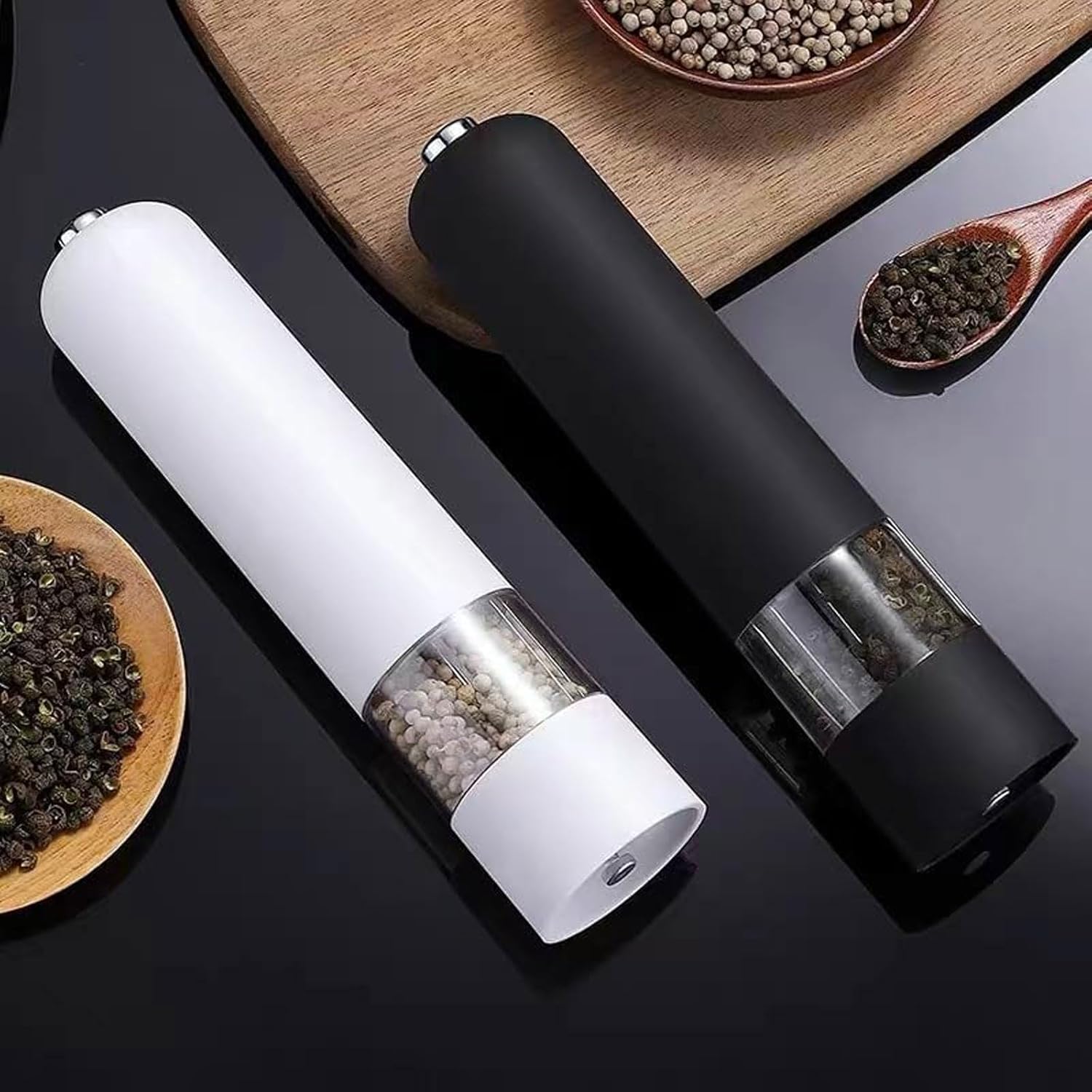 Pepper Mills Automatic Battery Operated Grinder Electric Salt and Pepper Grinder Set Refillable Ceramic Core Grinders Adjustable Coarseness Pepper Shaker