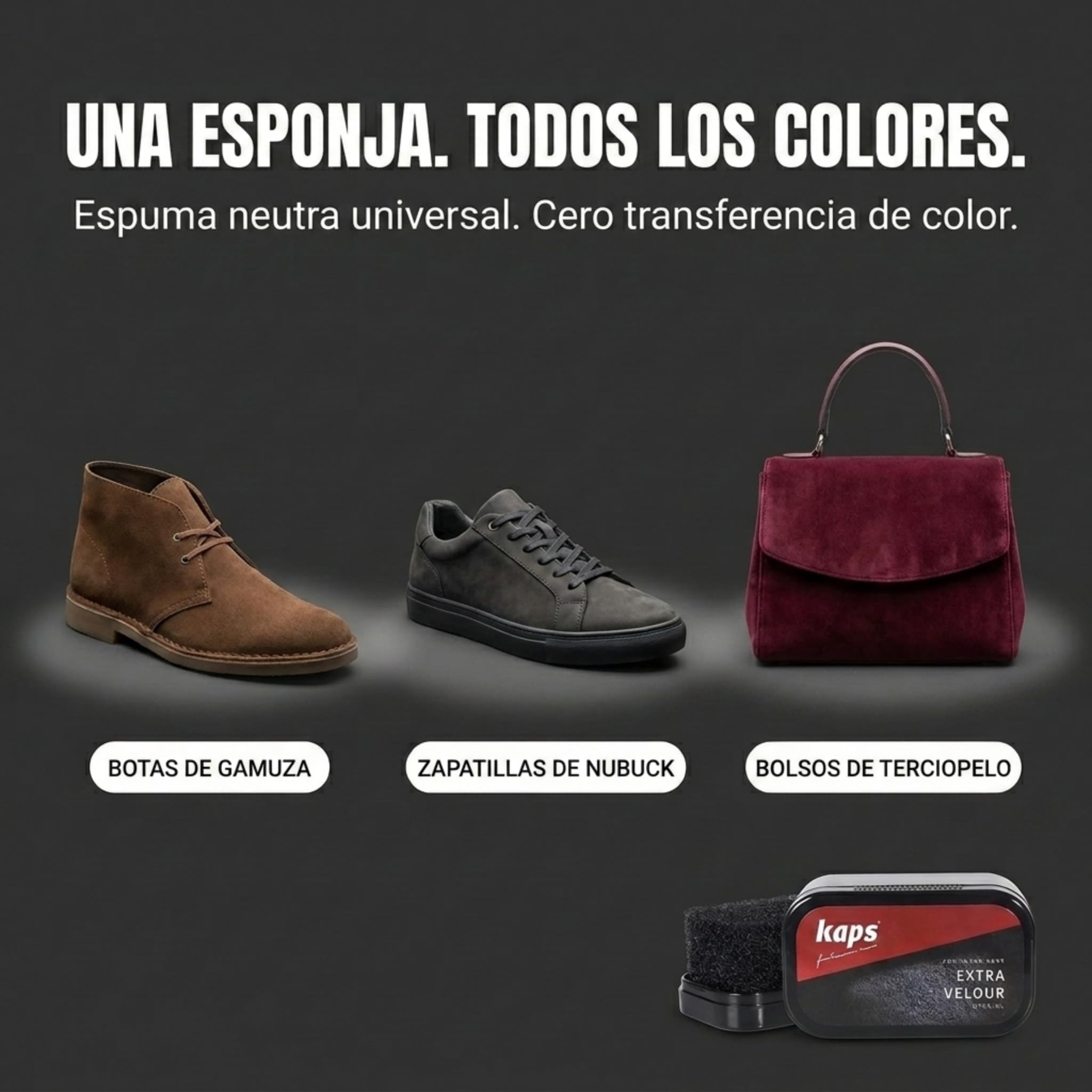 Cepillo de Esponja Premium para Zapatos de Nobuck y Ante, Extra Velour de Kaps