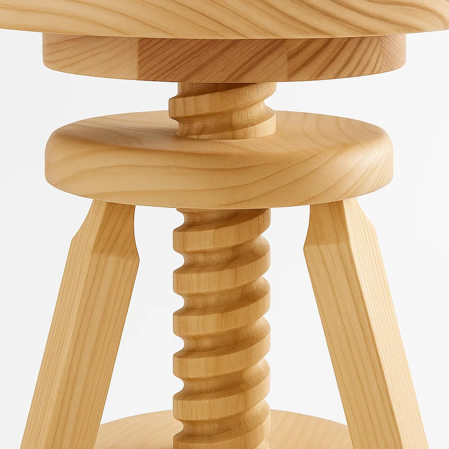 Spacio HÖG | Taburete de husillo Giratorio Regulable en Altura | Madera Maciza de Pino sin Barniz | Diseño nórdico Artesanal Fabricado en España (Alto)