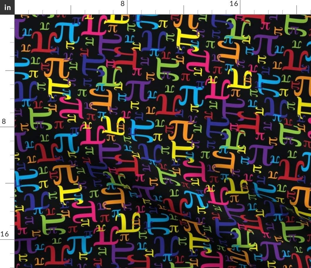 Spoonflower Fabric - Pi, Nerd, Black, Rainbow, Math, Science, Mathematics, Stem, Geek Printed on Petal Signature Cotton Fabric by The Yard - Sewing Quilting Apparel Crafts Decor