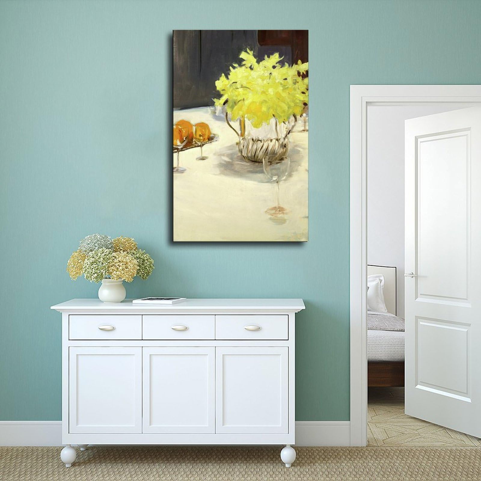 ANFOTCM Stampa artistica su tela con John Singer Sargent, natura morta con narcisi, decorazione rustica per soggiorno, bagno, camera da letto, 40 x 60 cm
