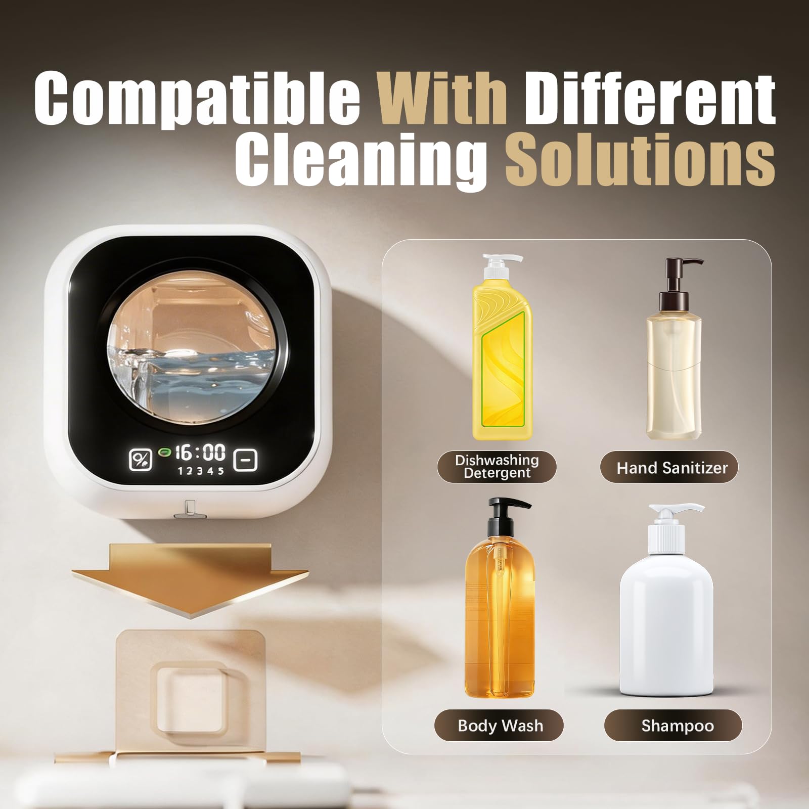 Dispenser Sapone Automatico, Dispenser Sapone Bagno a Muro Elettrico Senza Contatto da 320 ml Ricarica USB Regolabile Livello 5 per Bagno Cucina Ufficio Scuola (Bianco)