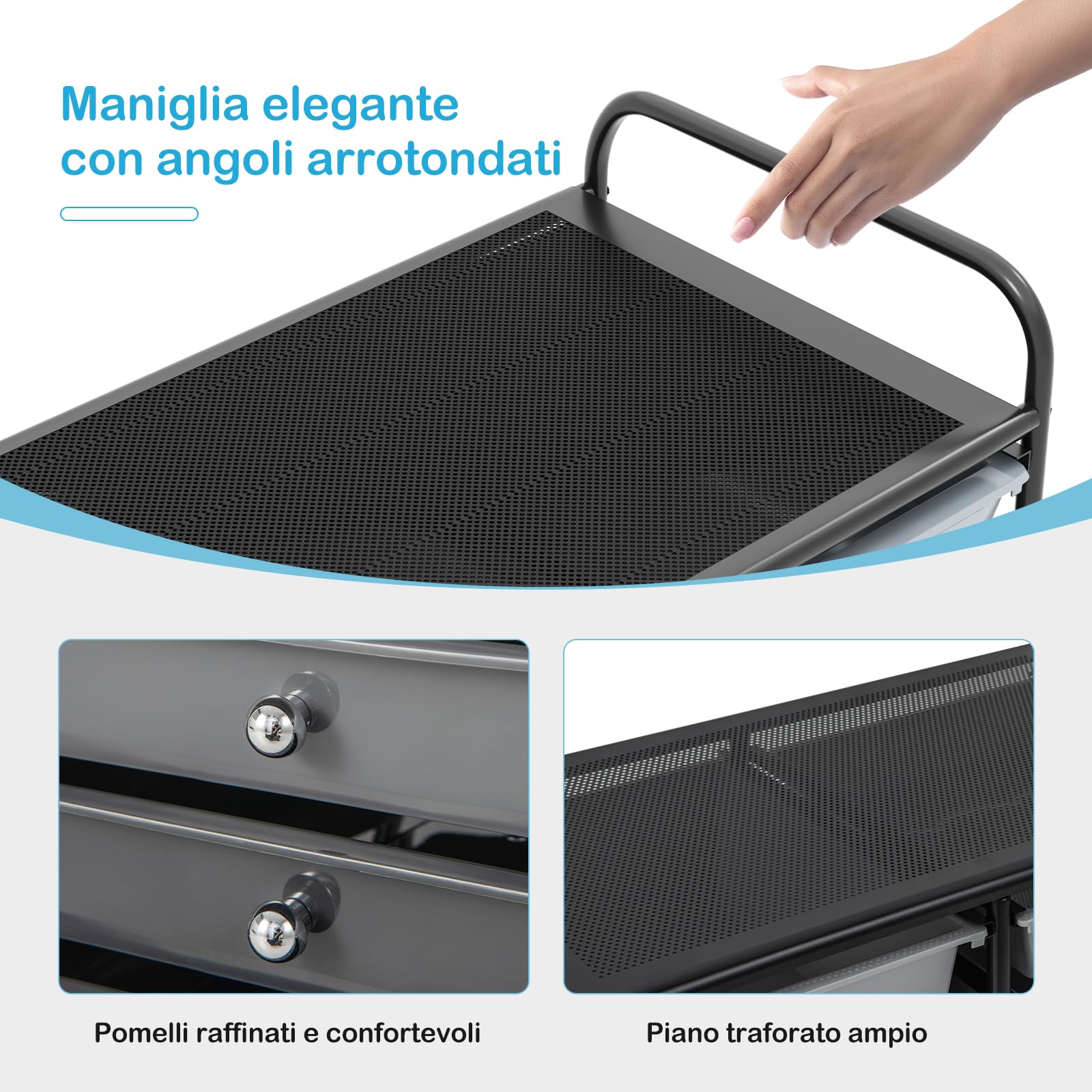 COSTWAY Carrello con 15 Cassetti Impilabili, Carrello di Stoccaggio con Ruote, Carello Portaoggetti per Casa e Ufficio, 63 x 37 x 87 cm (Nero 2)