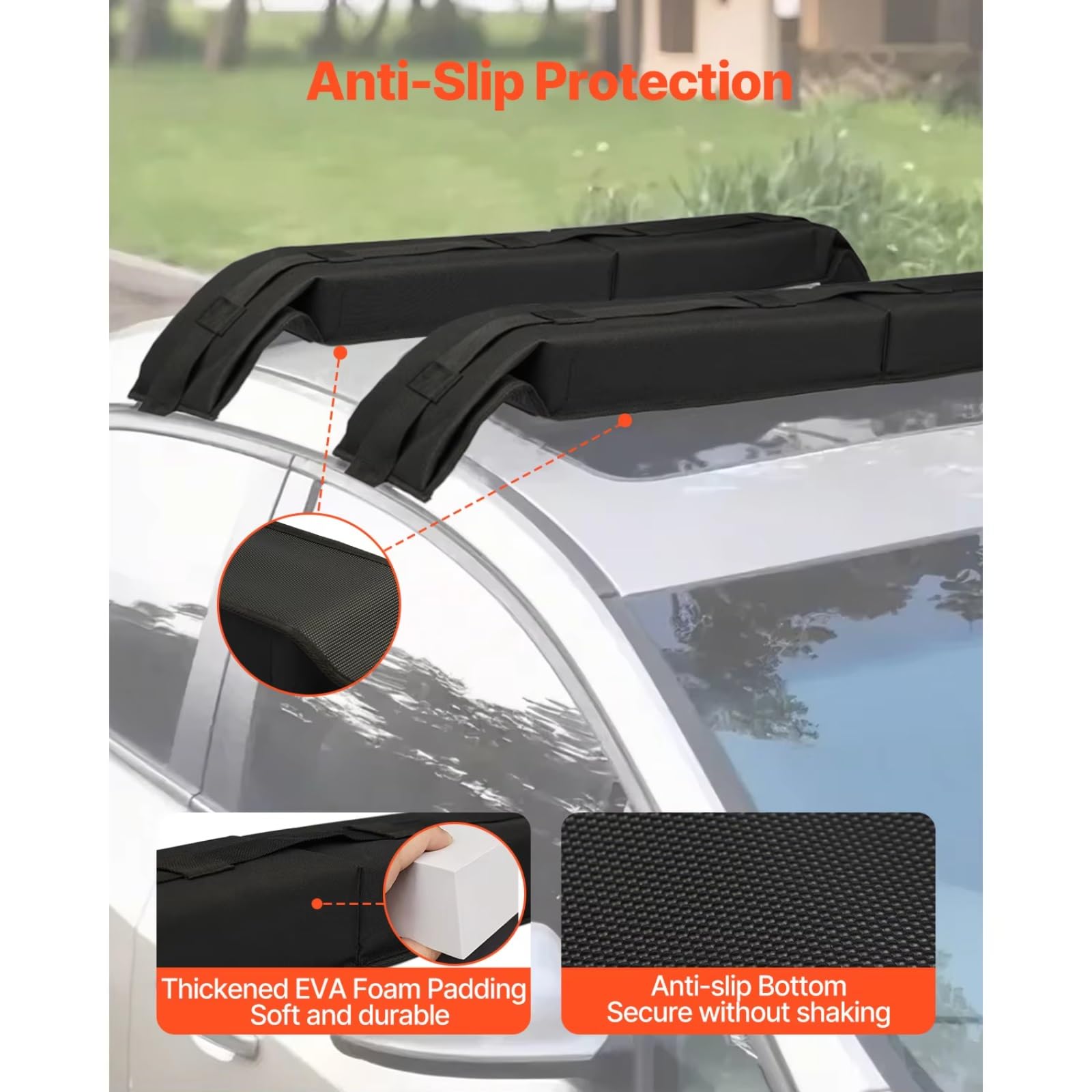 Dachträger Weiche Pads 31,5" Universal-Autodachgepäckträger-Pad 176LBS Gepäck-Kajakträger Für SUP-Kanu-Snowboard-Paddle-Board