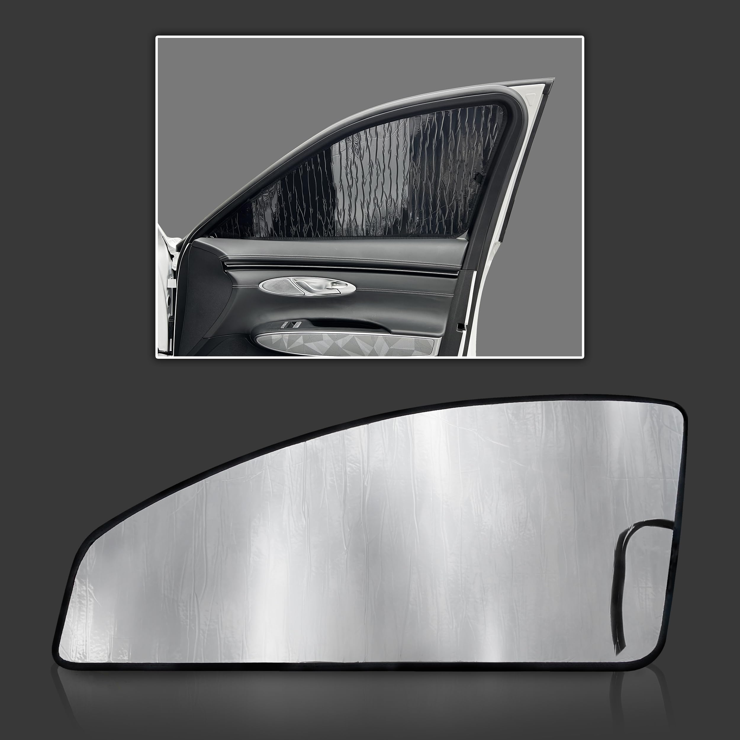 GalaxyAutoShield Custom Fit Front Seat Side Windows (2pcs) Sun Shade for 2022 2023 2024 2025 2026 Genesis GV70 SUV, Insulated Privacy Accessories