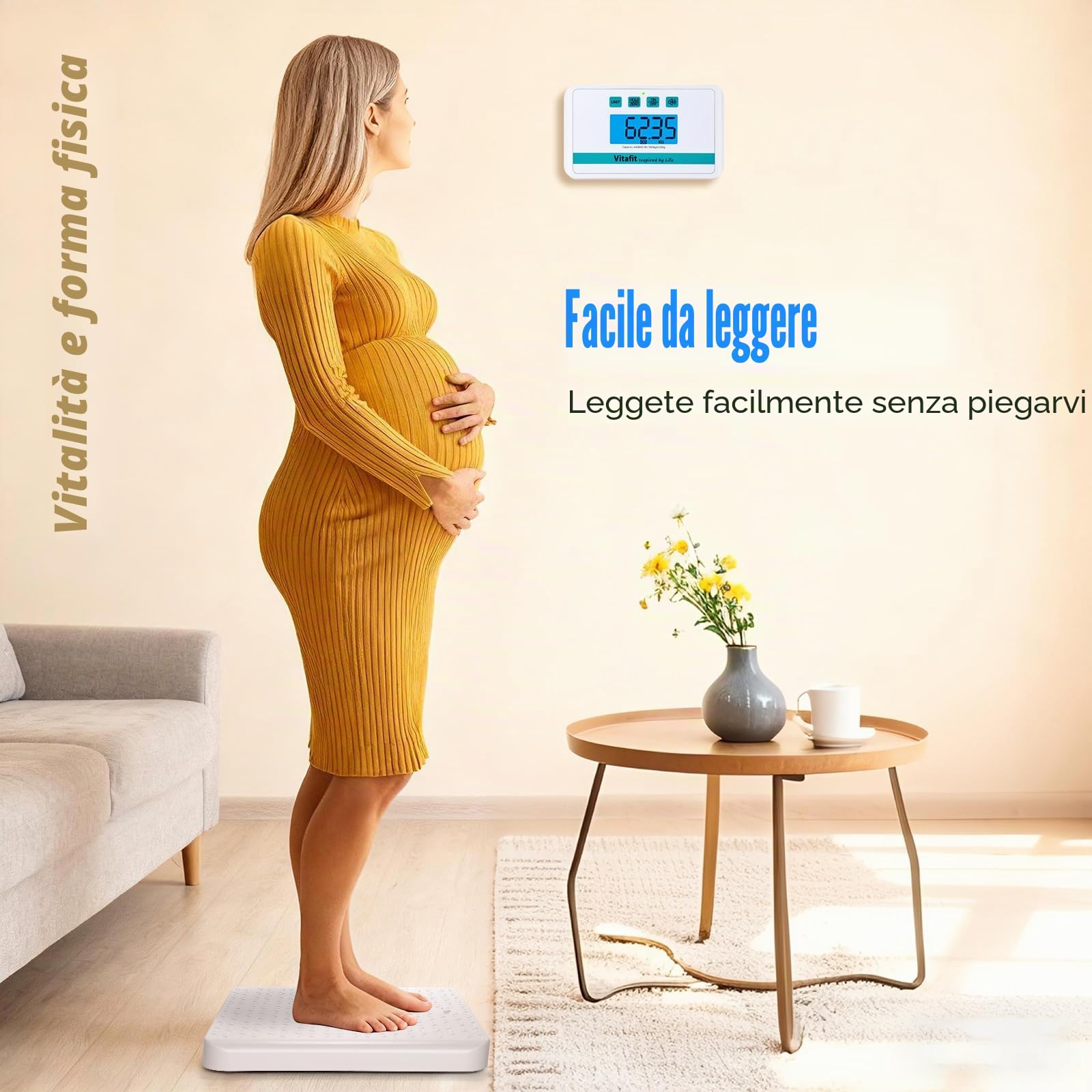 Vitafit Bilancia Medica, 300kg Precisione di 0,05kg dalla Nostra Fabbrica Professionale Dal 2001, Smart Pesapersone Digitale con Piattaforma Antiscivolo 380x330mm, Uso Ospedaliero, Medico e Officina