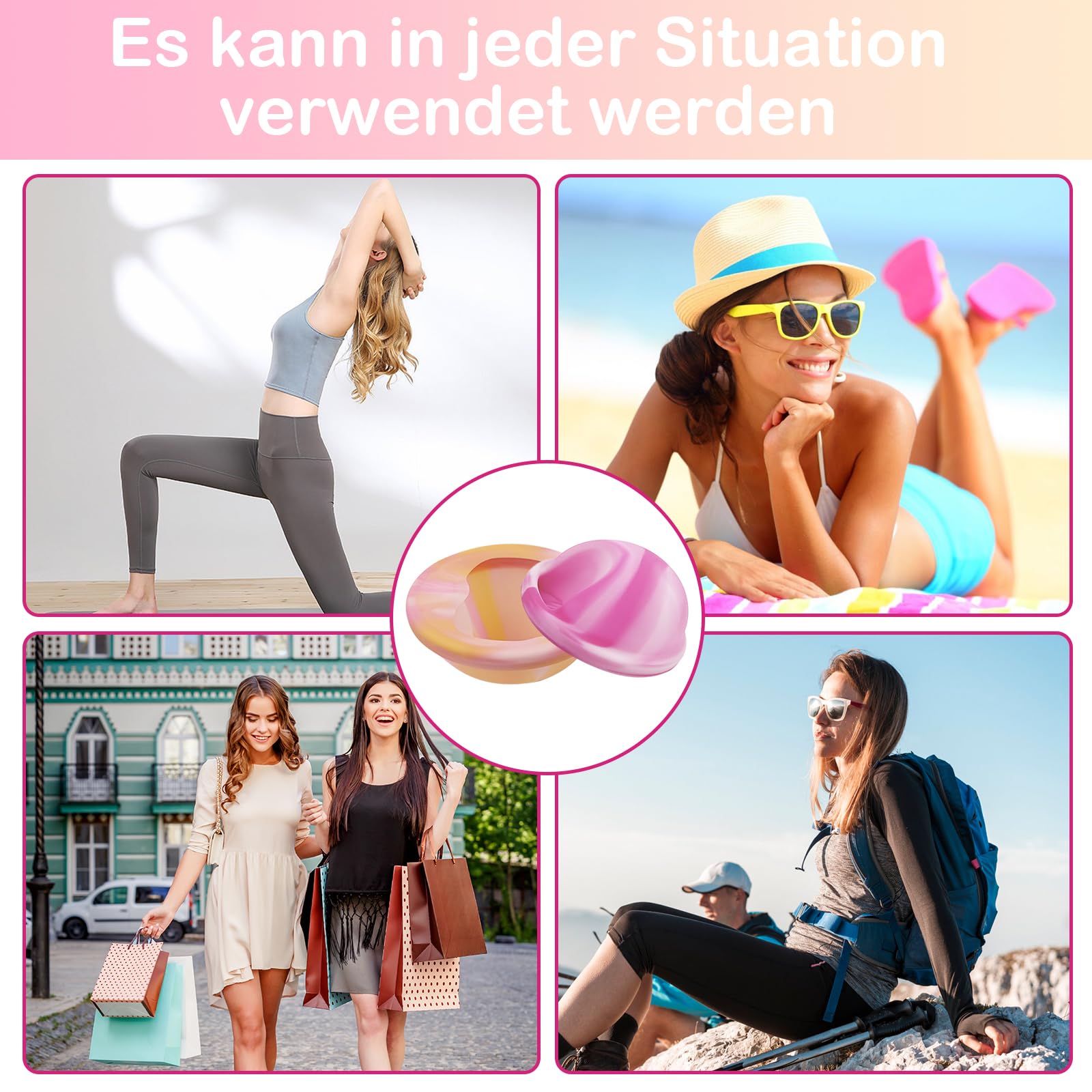 2 krążki menstruacyjne, krążki menstruacyjne wielokrotnego użytku, 100% silikon medyczny z kieszeniami do przechowywania, alternatywa dla tamponów dla aktywnych kobiet, sportu, pływania (S+L)