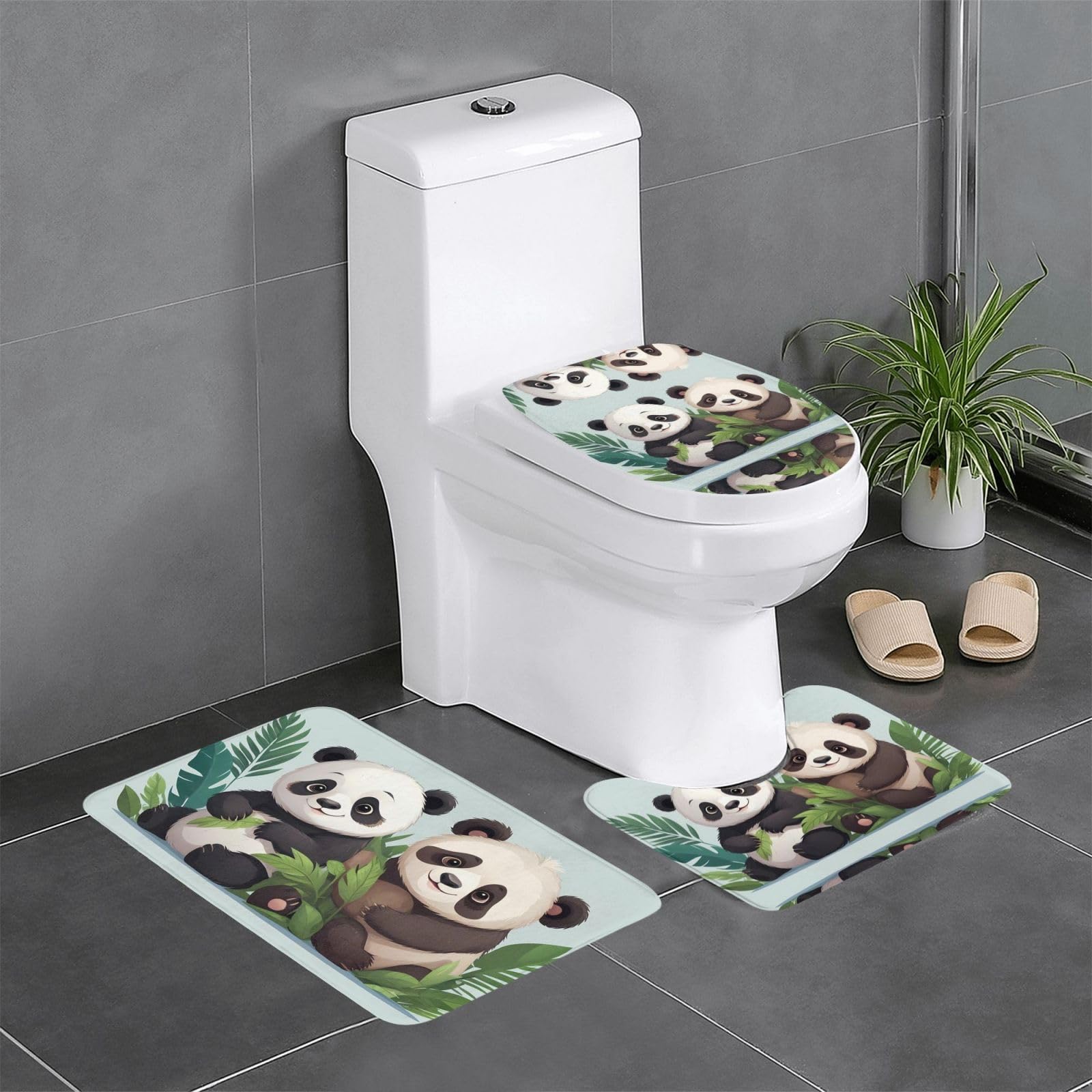 Tapis de sol pour salle de bain et toilettes panda paresseux
