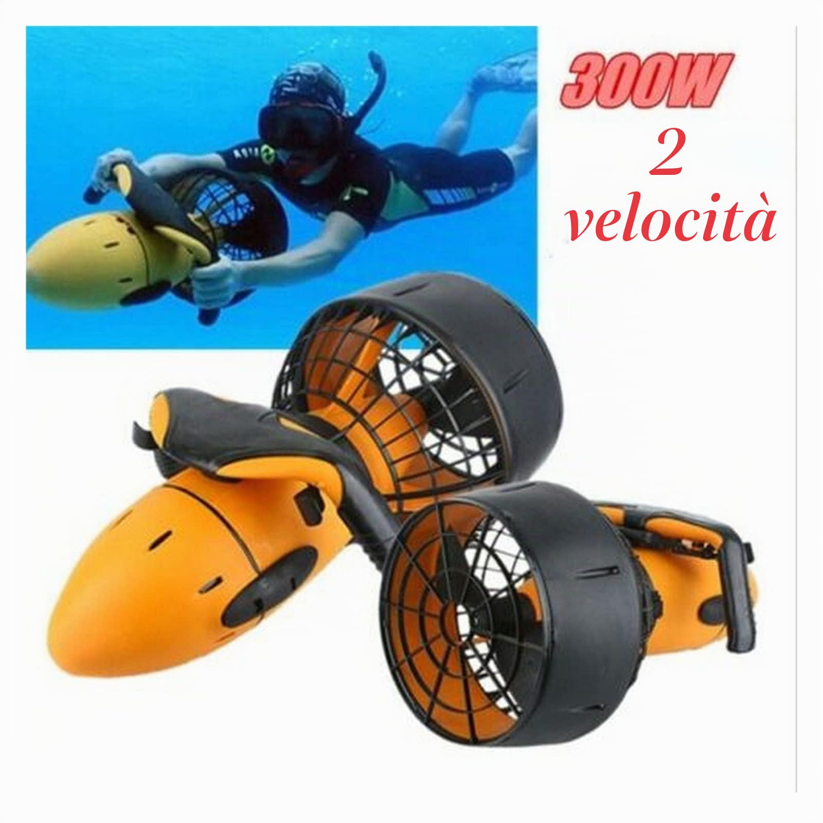 Scooter subacqueo, Sea Scooter, Scooter subacqueo Diving 300W Scooter elettrico a doppia velocità for sport acquatici Attrezzatura for sport acquatici Bici subacquea per piscina, immersioni e snorkeli
