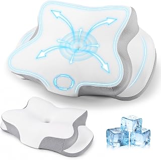 Orthopädische Kissen, Ergonomisches Kopfkissen, aus hochwertigem Memory Foam, mit Atmungsaktivem, Abnehmbarem Kissenbezug, Schmetterlingskissen, für Seitenschläfer, Rücken und Bauchschläfer(Weiß)