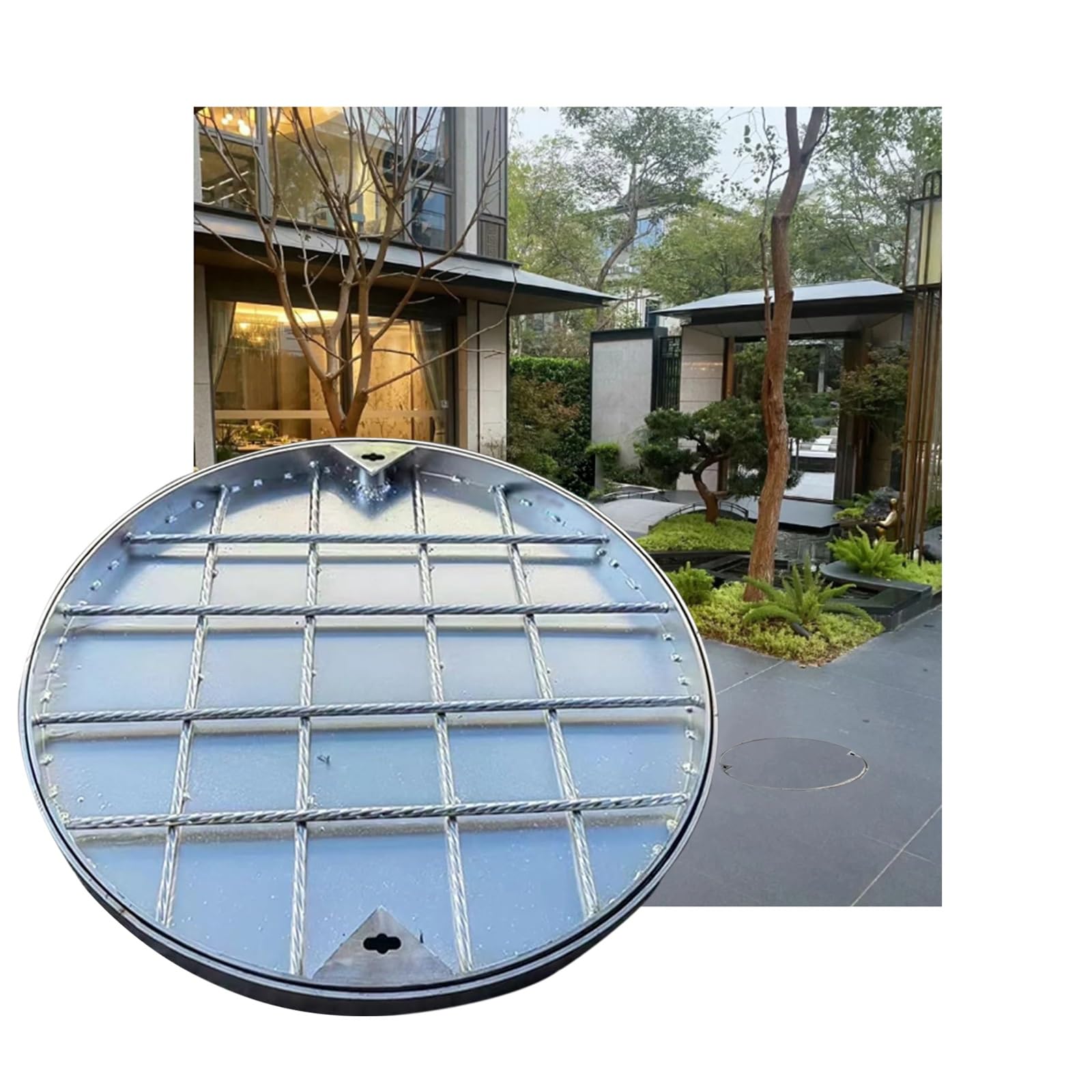 Couvercle de regard en acier inoxydable durable pour intégration invisible