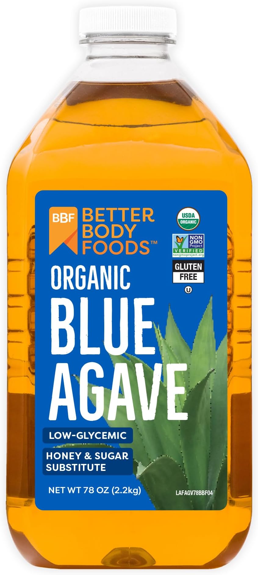 BetterBody Foods Organic Blue Agave, Low Glycemic Sweetener, 78 oz
