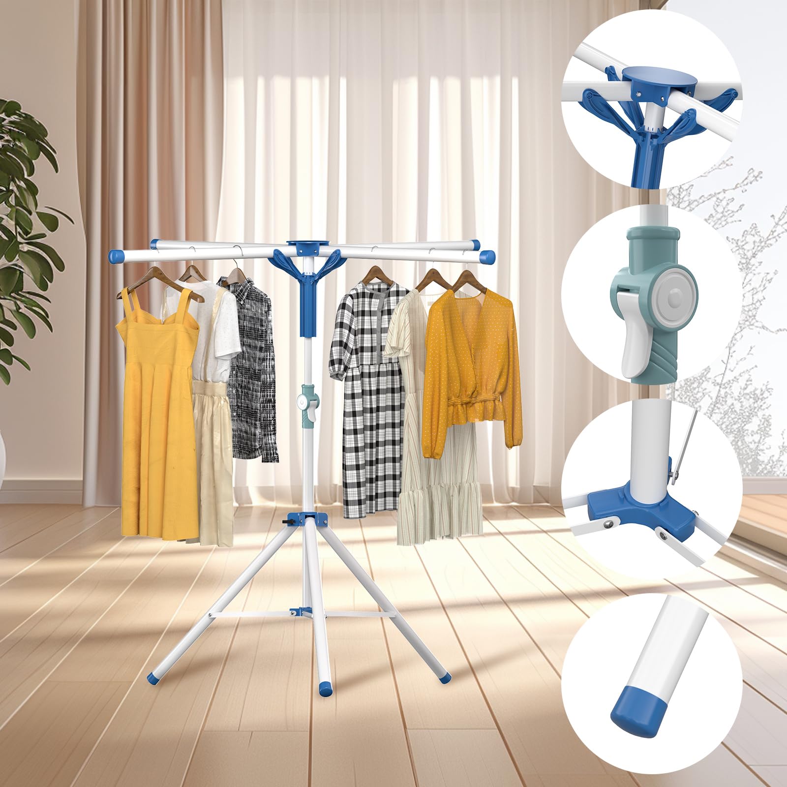 Tendedero Plegable Extensible 110-180cm Tenderetes de Ropa Vertical Exterior Interior Camping Balcon Tenderetes de Ropa Plegables