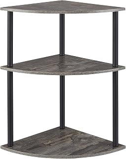 MEEYOUER 3-Tier Corner Shelf Stand, Rustic Wood and Metal Corner Display Rack, Small Triangle Corner Storage Organizer for Kitchen, Bathroom, Living Room, Office