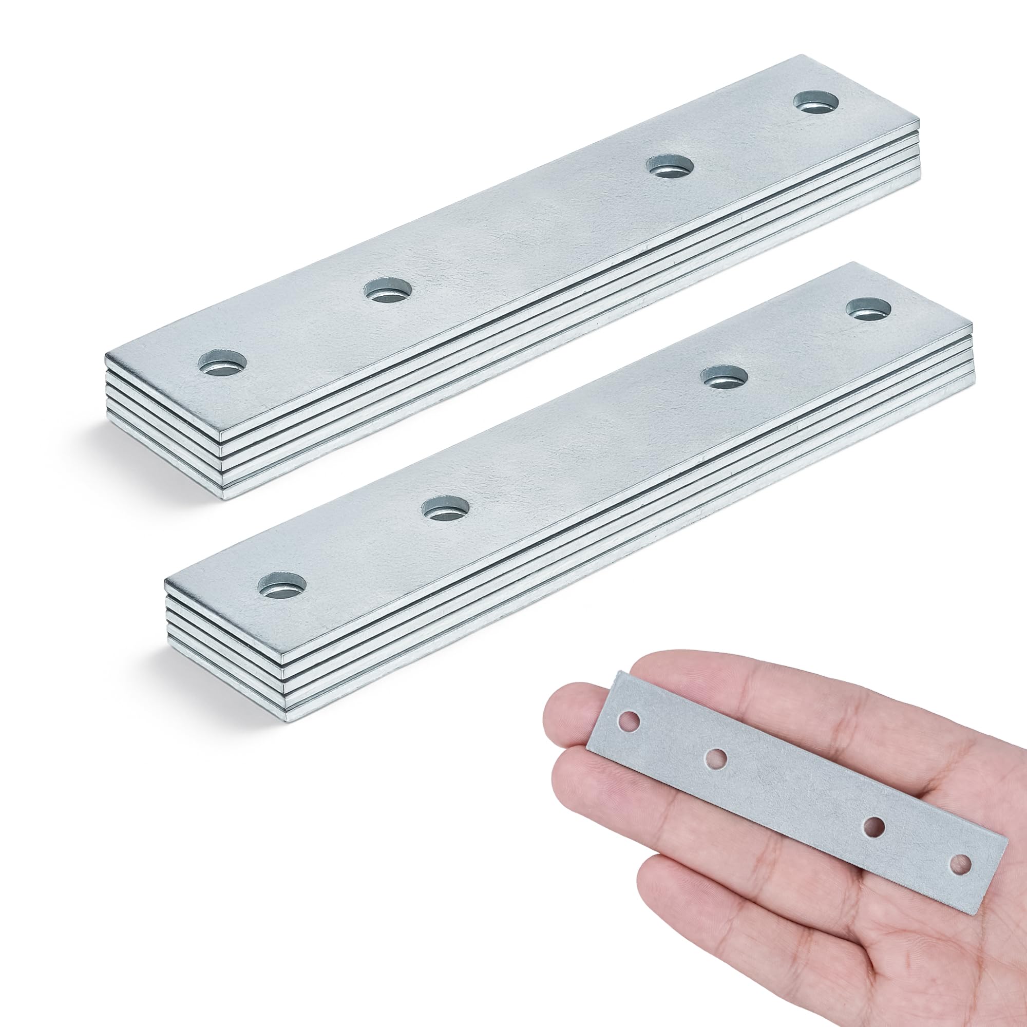 Flat Metal Brackets for Wood, Silver, 4 Inches (Pack of 10)