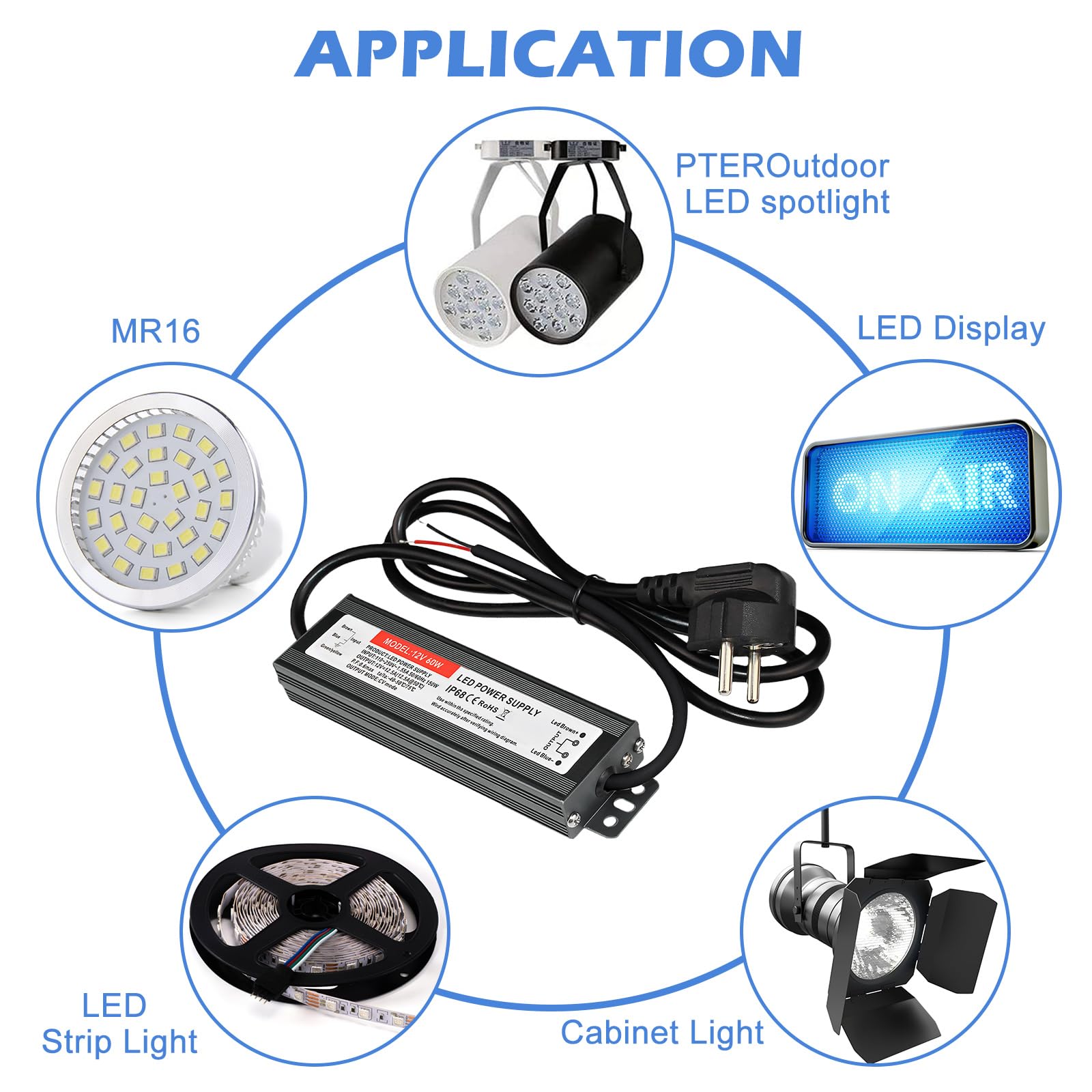 Transformateur LED étanche 12V 60W IP67 - Alimentation Extérieure Pour Bandes LED, Spots Et éclairages