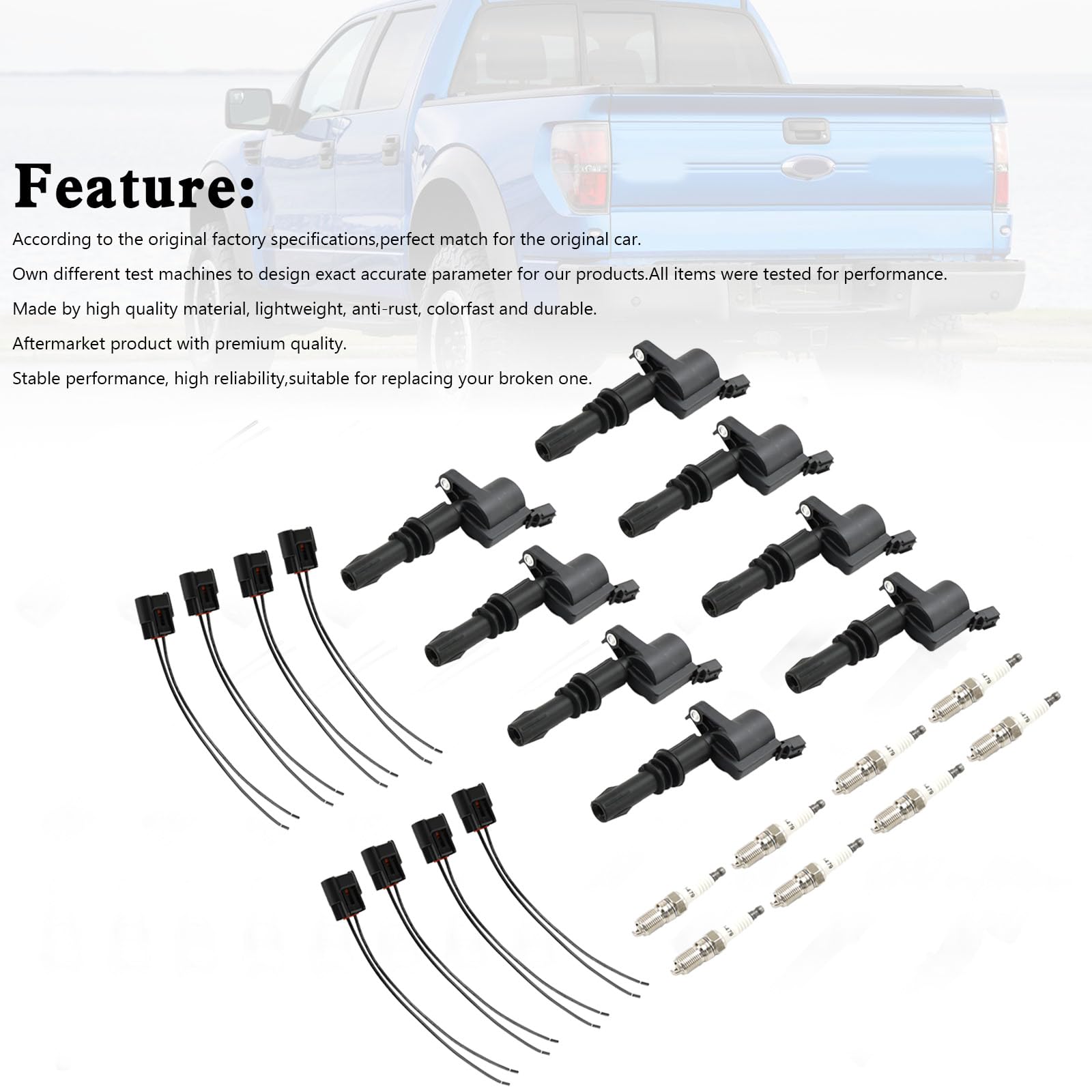 Bruce & Shark 8er Satz Zündspule Zündkerze Stecker FD508 DG511 Passend für Ford F-150 Expedition Mustang 4.6L 5.4L V8 2004-2008
