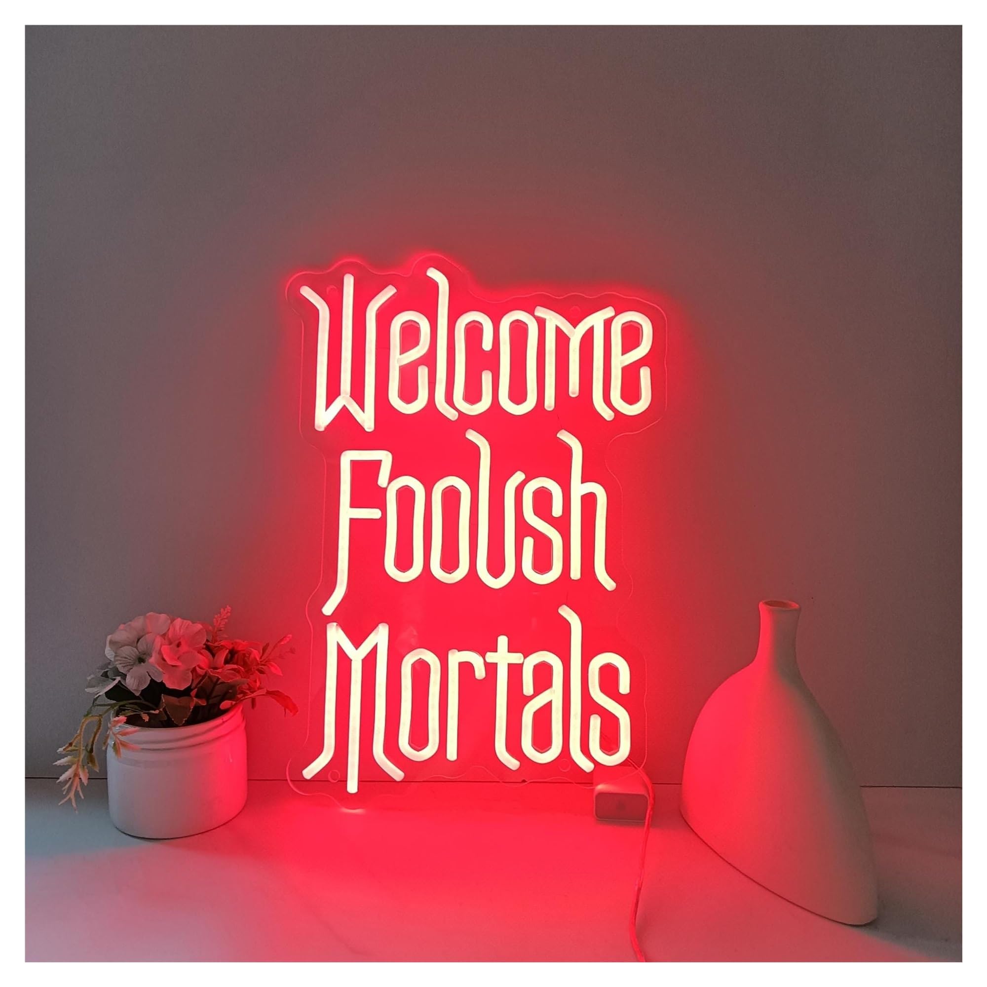 RONGCH Hanging Art Signs Welcome Foolish Mortals Neon Sign,Suitable for Festival Party Decor with Dimmable 31cmx45cm(A)
