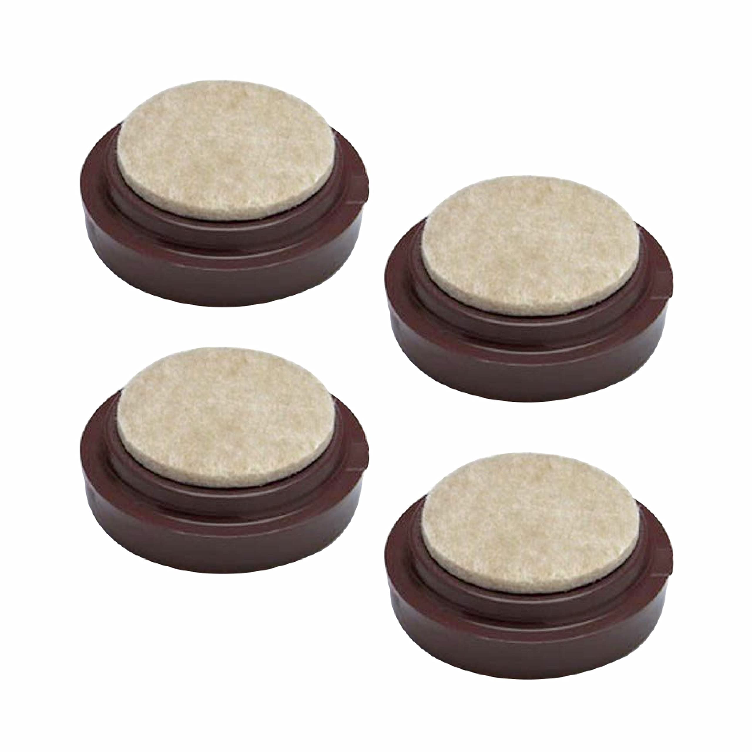 Sul Brown Castor Caster Cup With Felt Pad Non Slip Floor Protector Glide For Chair Leg, Sofa Protect Wood Laminate Floor Tile Lino Floor From Scratch Dimension 50Mm -4Pk –