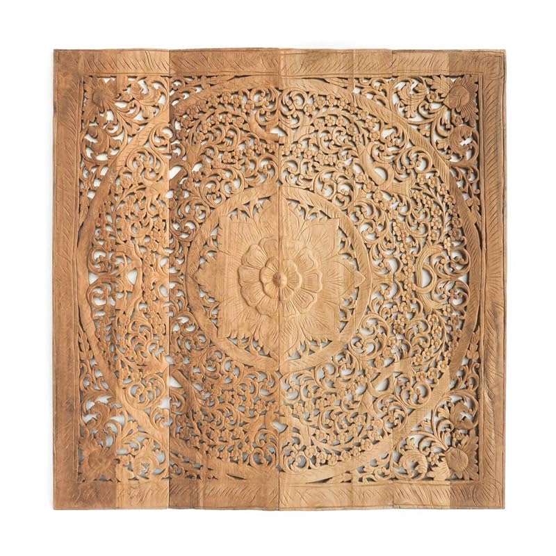 Modern Floral Single Wood Carving Double Bed Wooden