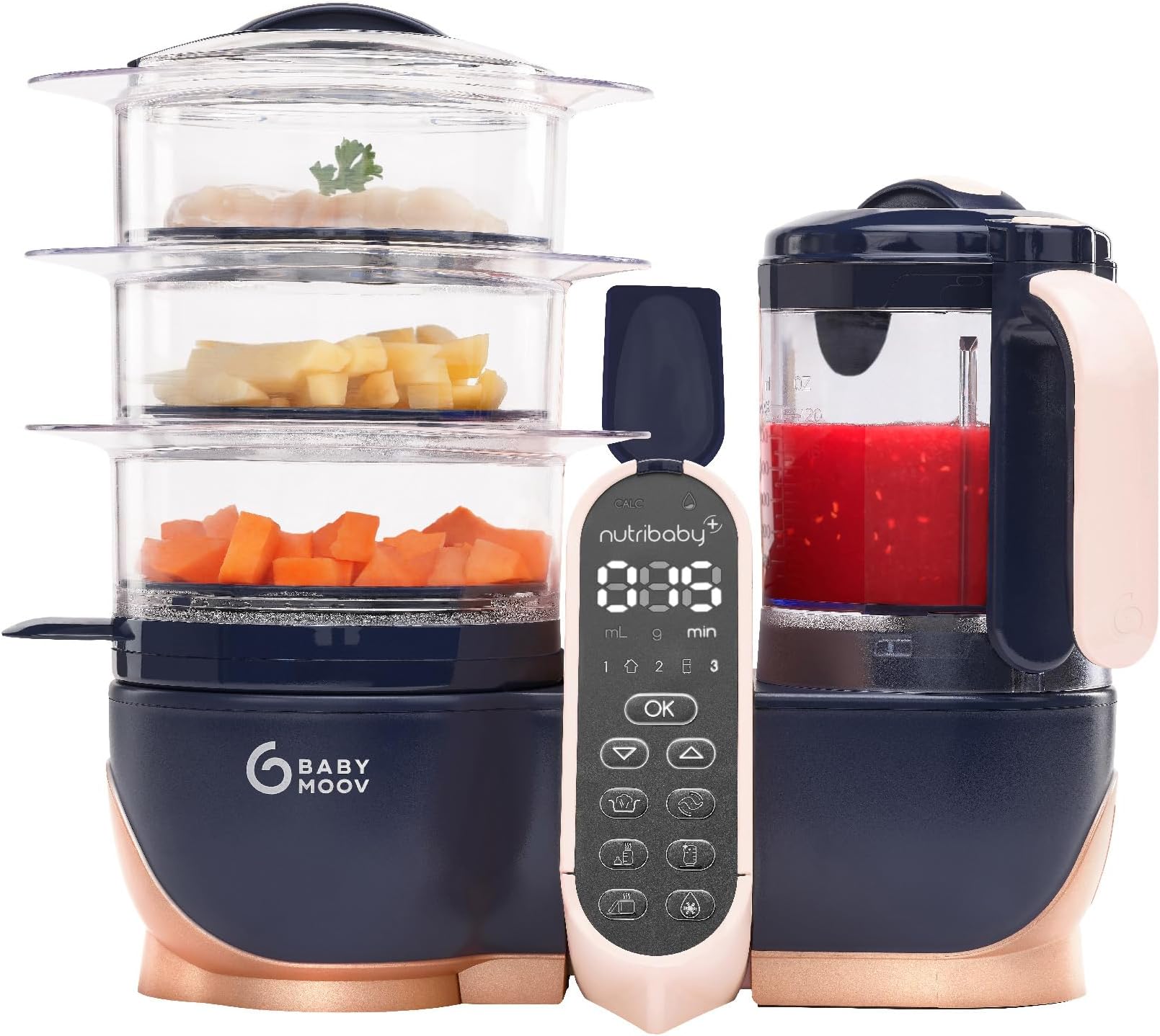 Babymoov Nutribaby 6In1 Food Processor Steam Cook Blender, Bluerose