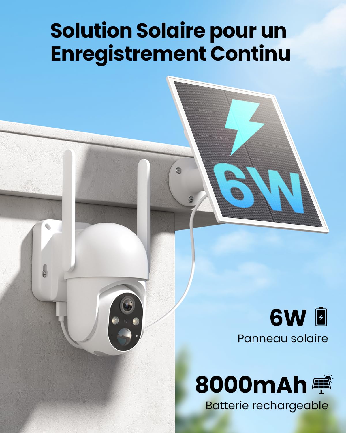 SEHMUA 4G LTE Caméra Solaire Extérieure avec Carte Sim, 2K HD IP Caméra de Surveillance sans Fil avec Panneau Solaire, Vision Nocturne Couleur et Détection PIR, Imperméable IP66