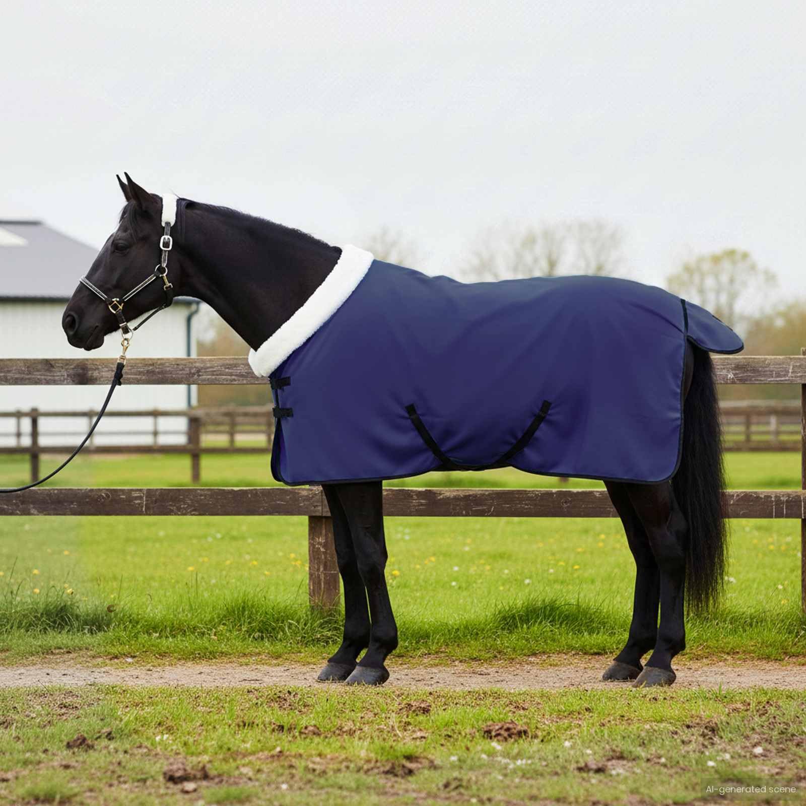 Manta para caballos Aqua de forro polar con hebillas ajustables, resistente al viento, transpirable y cálida para exteriores, pasto, protección de establo