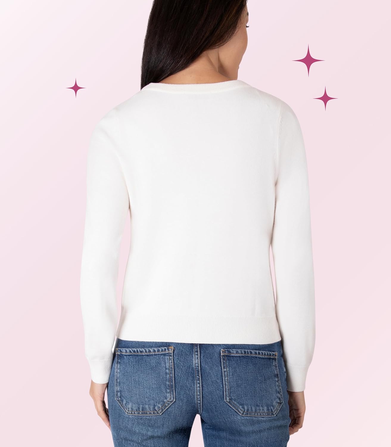 Paris Hilton Women's Soft Knit Crew Neck Sweater Long Sleeves Cozy