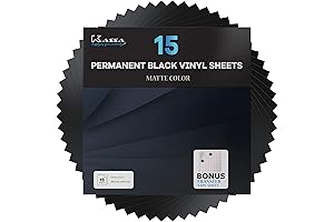 Kassa Durable 15-Pack 12"x12" Black Vinyl Sheets for DIY Crafting and Decorations