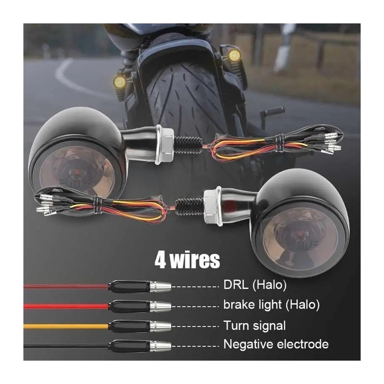 Intermitentes para Motocicleta, luz de señalización de Motocicleta LED, indicador Luminoso Blanco y Rojo, Luces de Freno y posición traseras, Intermitentes para Motocicleta de 8 mm.