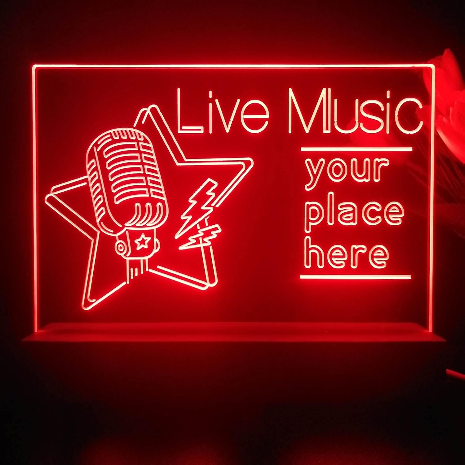 ADVPRO Microphone Live Music You Place Here Tabletop LED Neon Night Light & Lamp Color-Changing 4 Modes st5s21-j5007-c