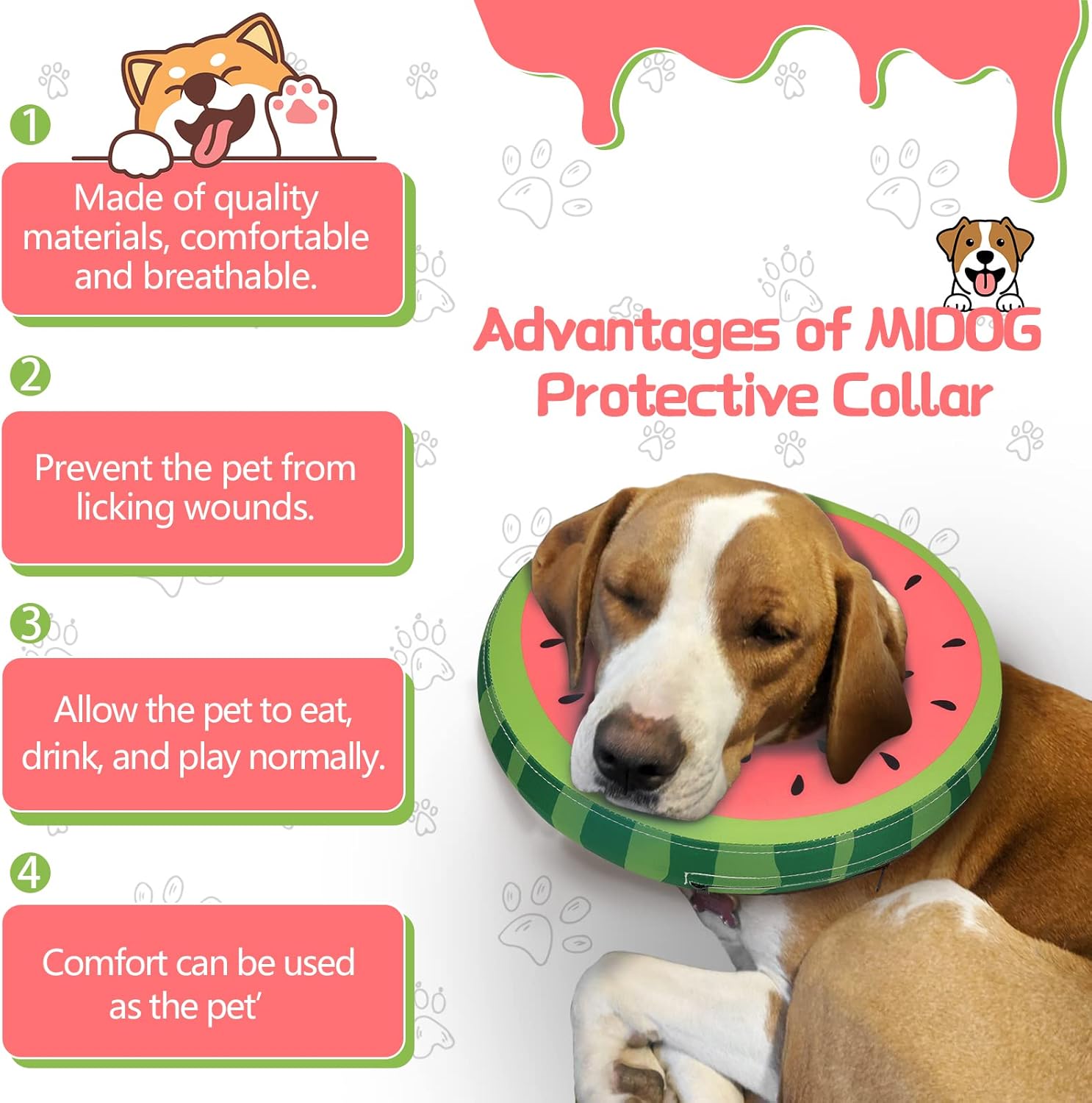 Dog Cone Collar for Small Medium Large Dogs for After Surgery, Pet Inflatable Neck Donut Collar Soft Protective Recovery Cone for Dogs and Cats - Alternative E Collar Does not Block Vision - Red,S : Pet Supplies