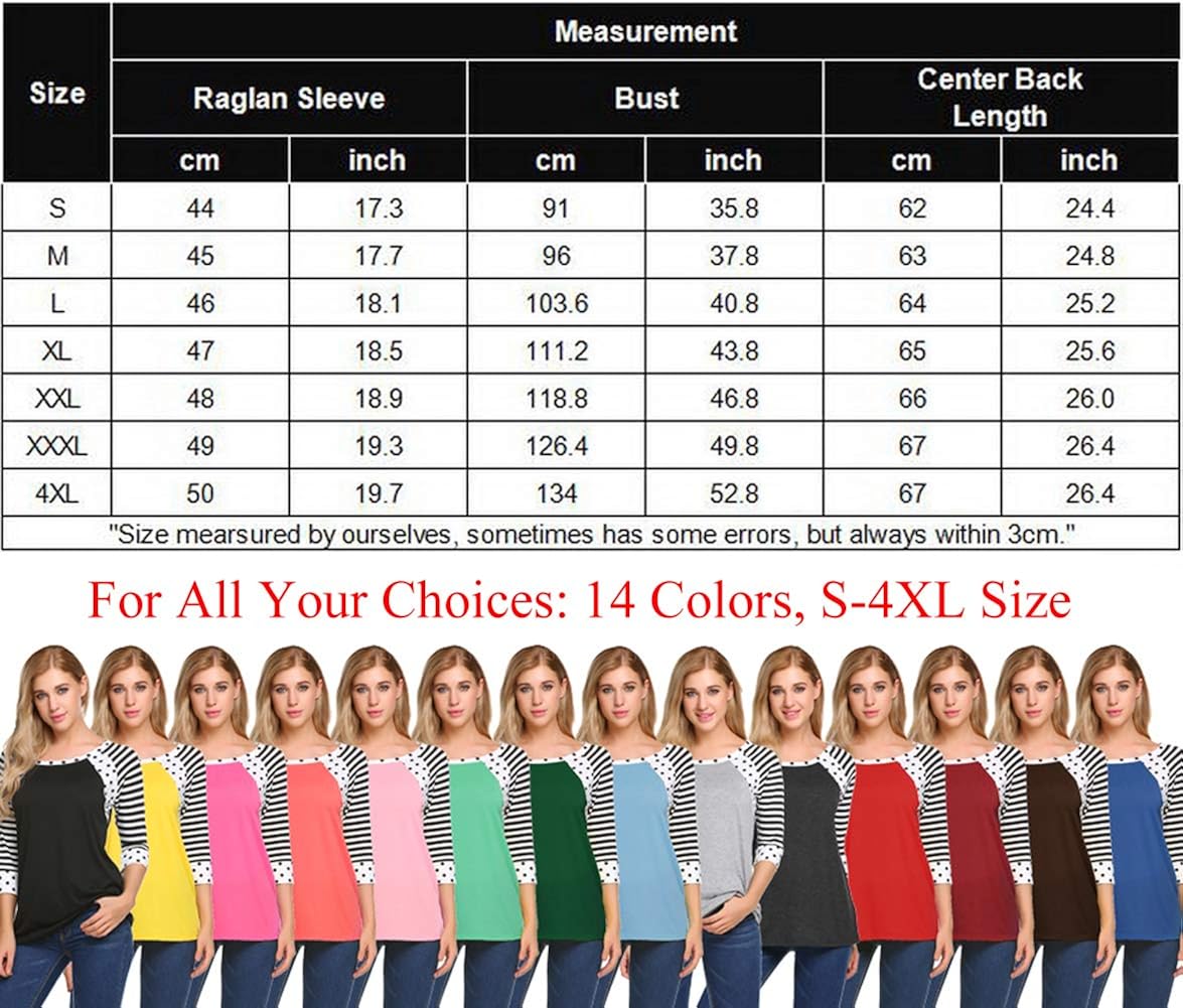 Zeagoo Women's Polka Dots Shirt Striped 3/4 Sleeve Casual Scoop Neck Tops Tee S-XXXL at  Women’s Clothing store