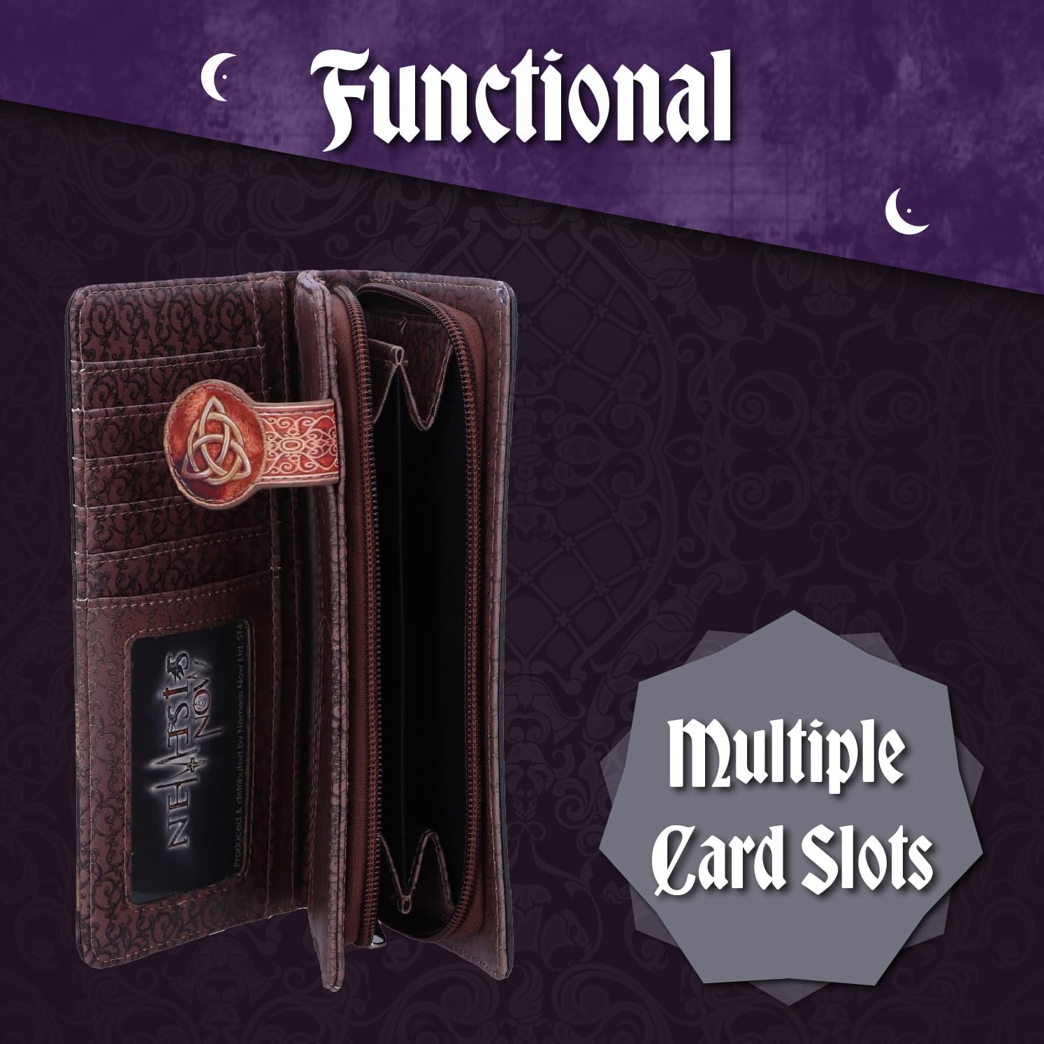 Nemesis Now Lisa Parker Witching Hour Cat Purse, 18.5cm, Embossed Design, Stylish and Spacious Wallet for Women - Image 5